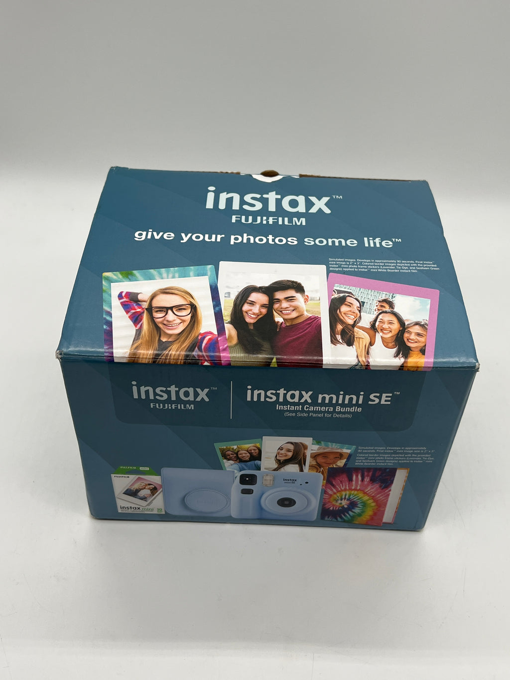 Fujifilm Instax Mini SE Instant Film Camera Bundle Blue New Open Box
