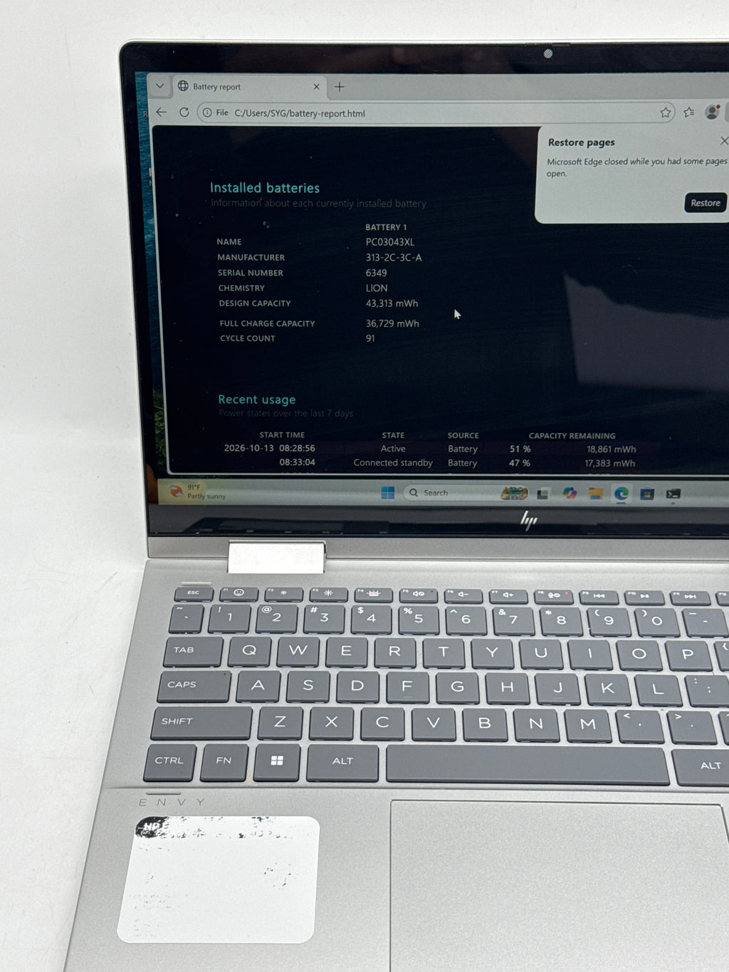 HP Envy X360 14-es0xxx Core i5 1335U 8GB RAM 512GB SSD 2-in-1 - READ