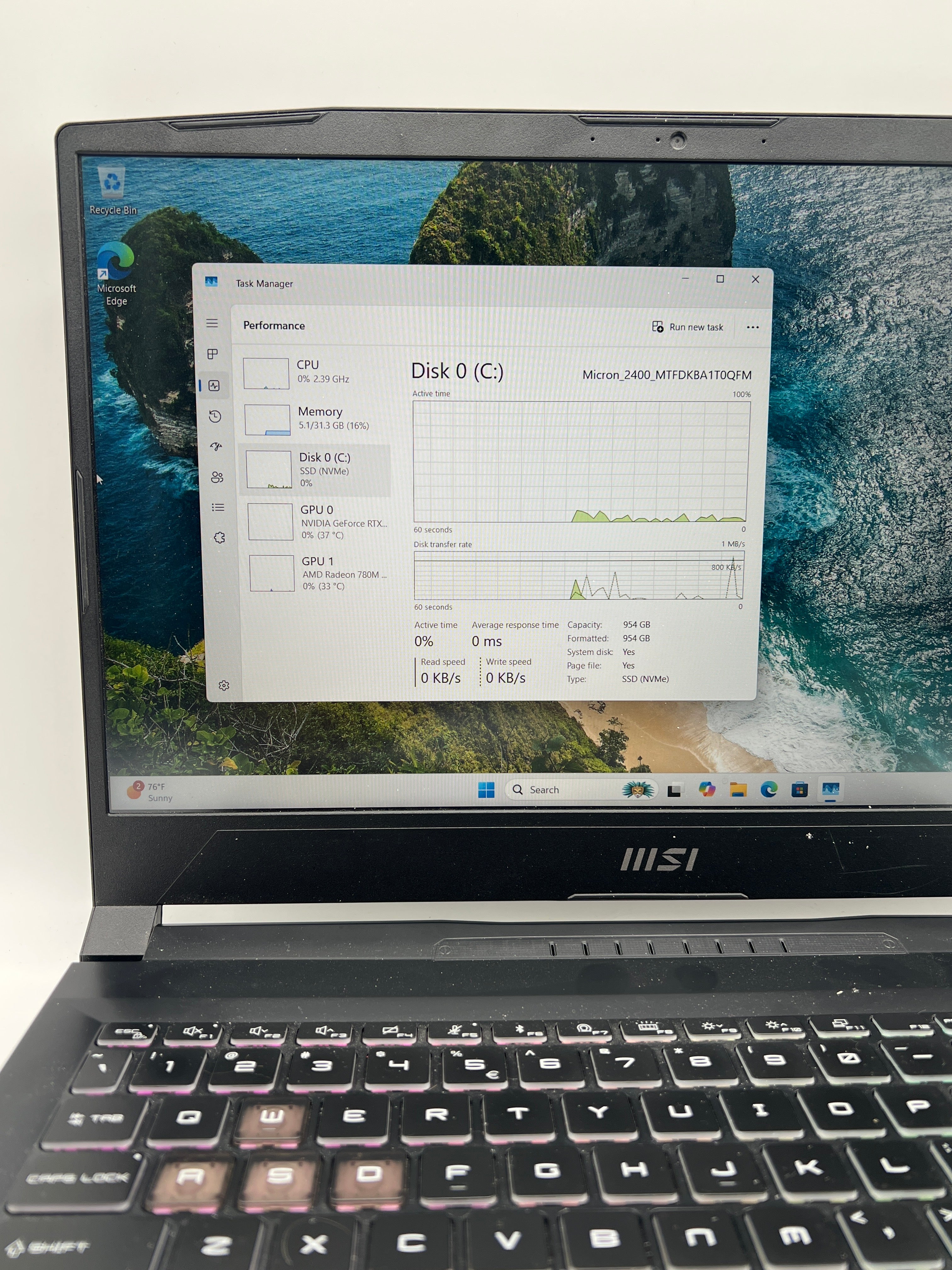 MSI Katana A15 AI Ryzen 7 8845HS 32GB RAM 1TB SSD RTX 4060 - Used