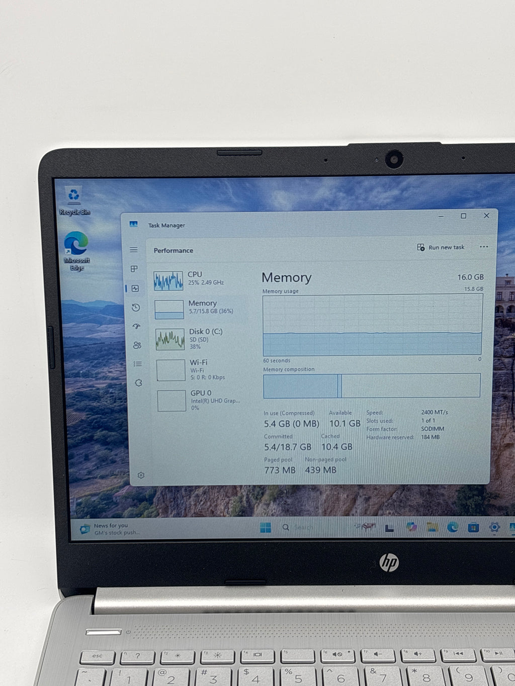 HP 14-dq0760dx 14 inch Celeron N4120 16GB RAM 128GB Silver Laptop