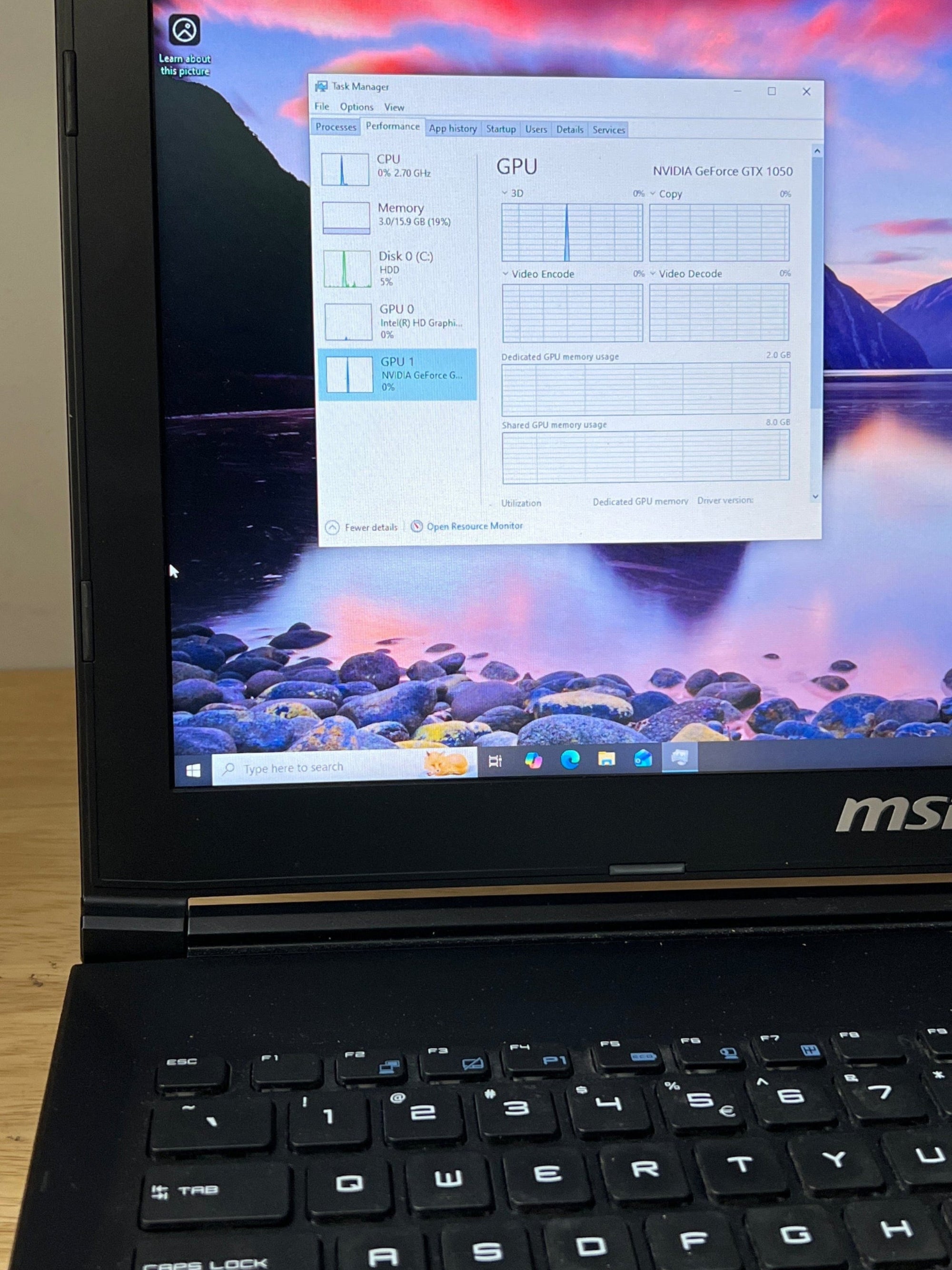 MSI GL62M 7RD i7-7700HQ 16GB RAM 1TB HDD GTX 1050 - Used with Box