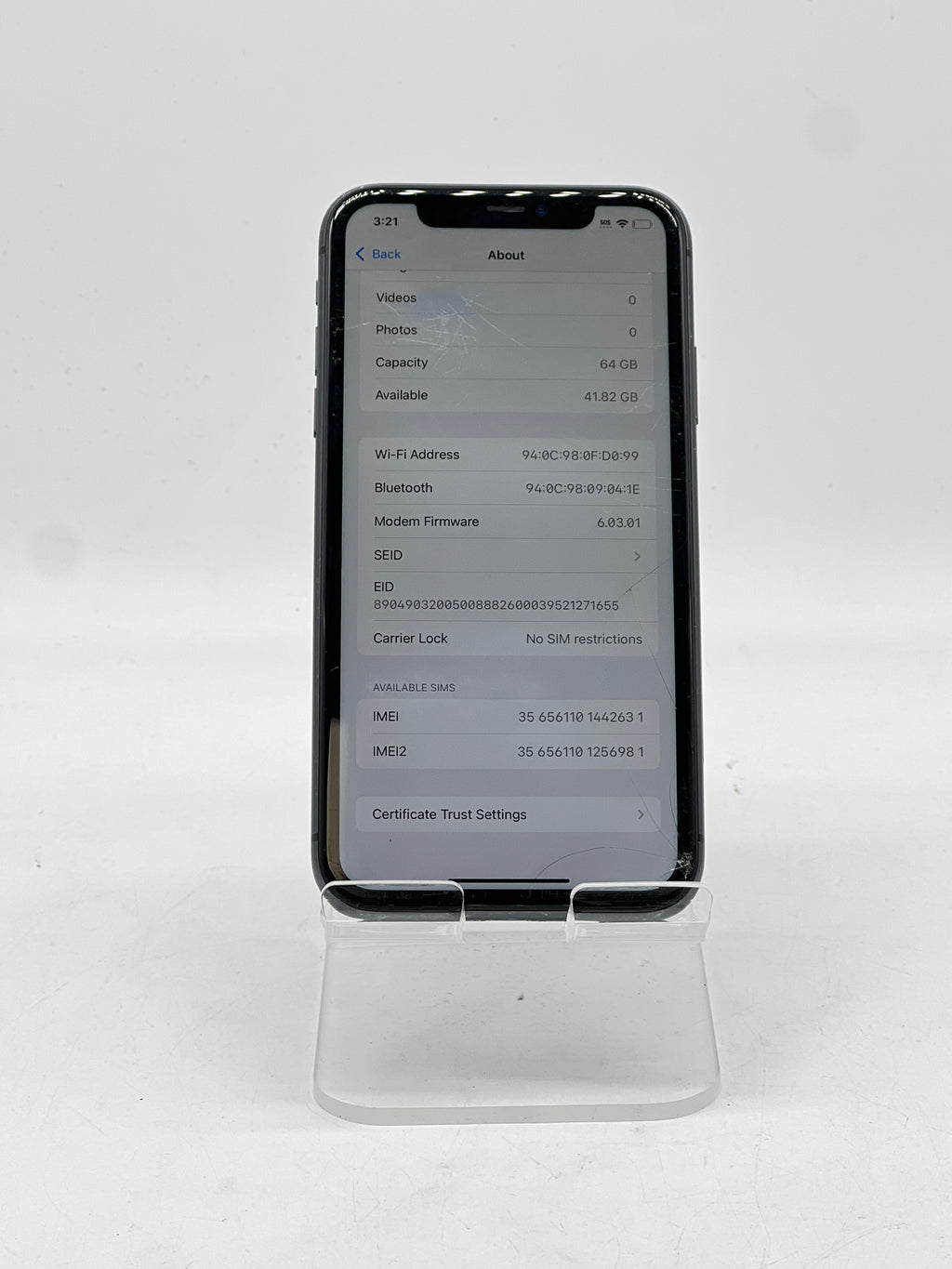 Apple iPhone 11 6.1" 64GB Network Unlocked Black - Front Screen Damage