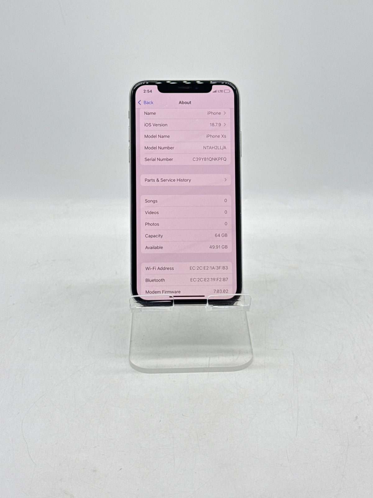 Apple iPhone XS A1920 64GB Silver Unlocked Replaced Battery - For Parts