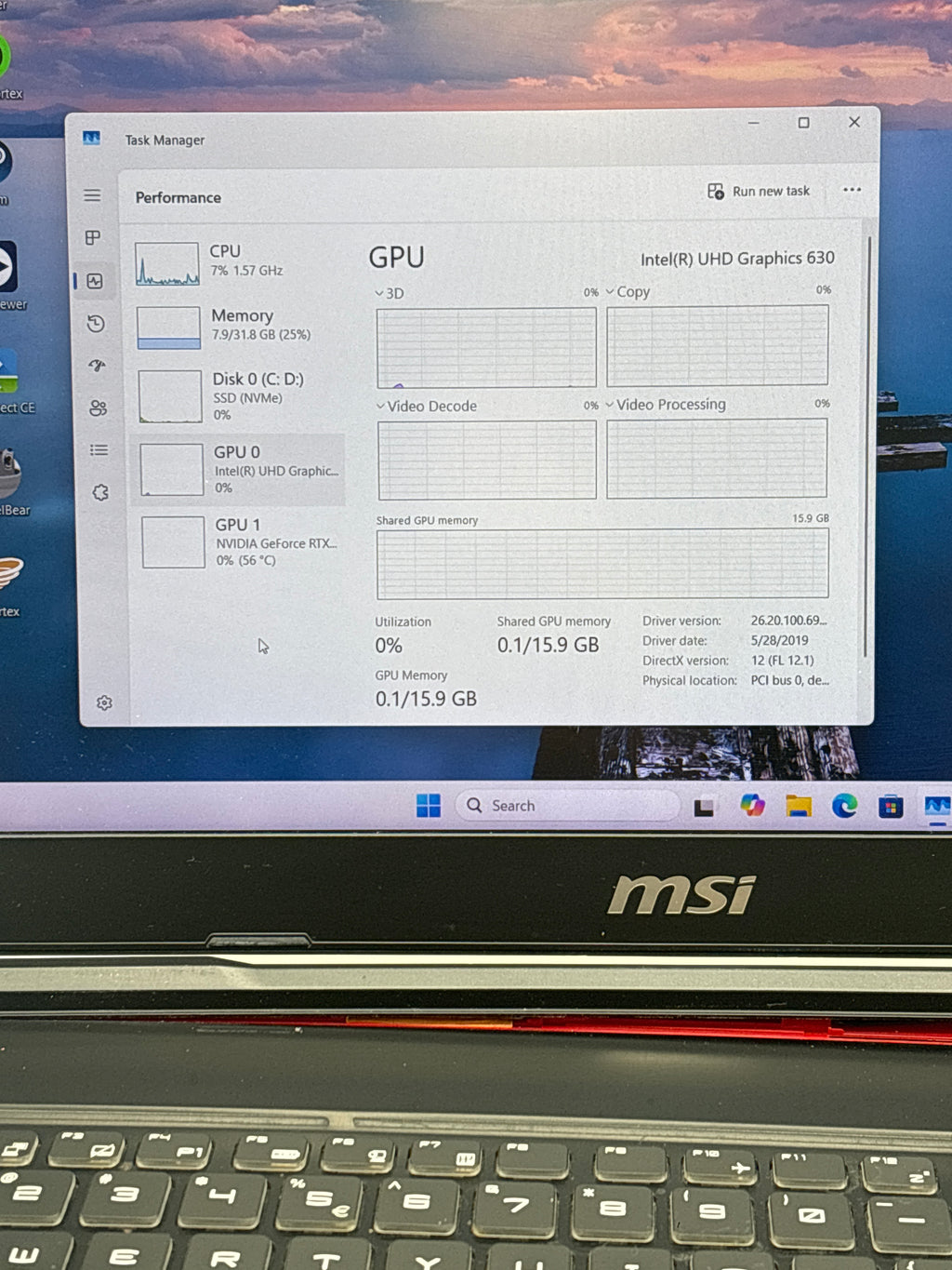 MSI GE63 Raider RGB 9SG i7 32GB RAM 512SSD RTX 2080 With Box - For Parts (Read DESC)