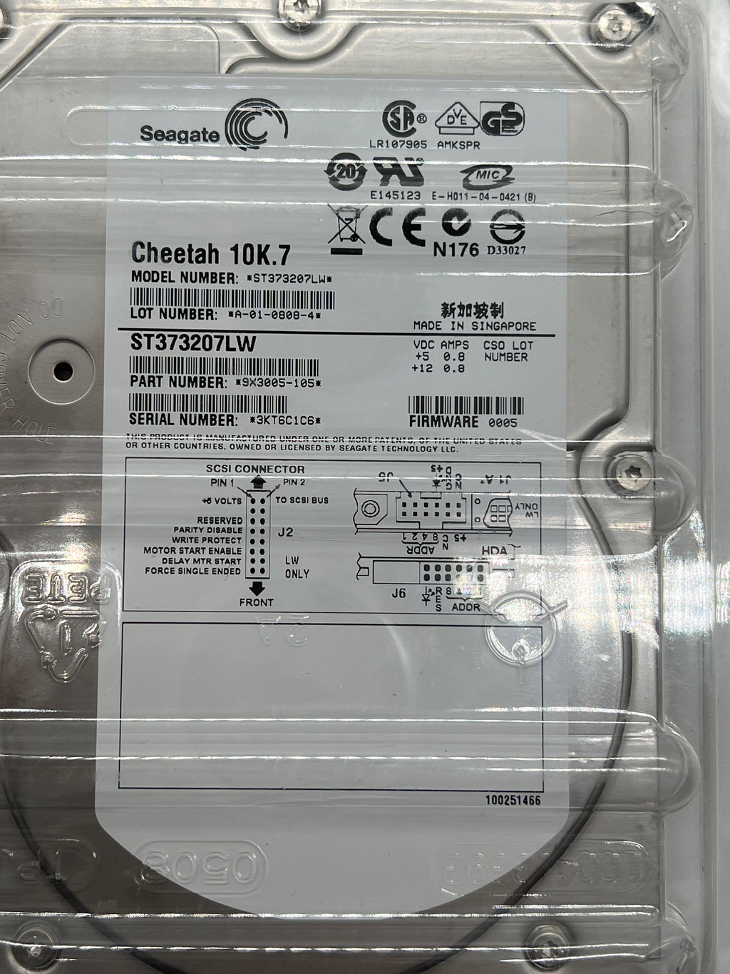Seagate Cheetah ST373207LW 73GB SCSI 3.5 Internal Hard Drive Silver Open Box