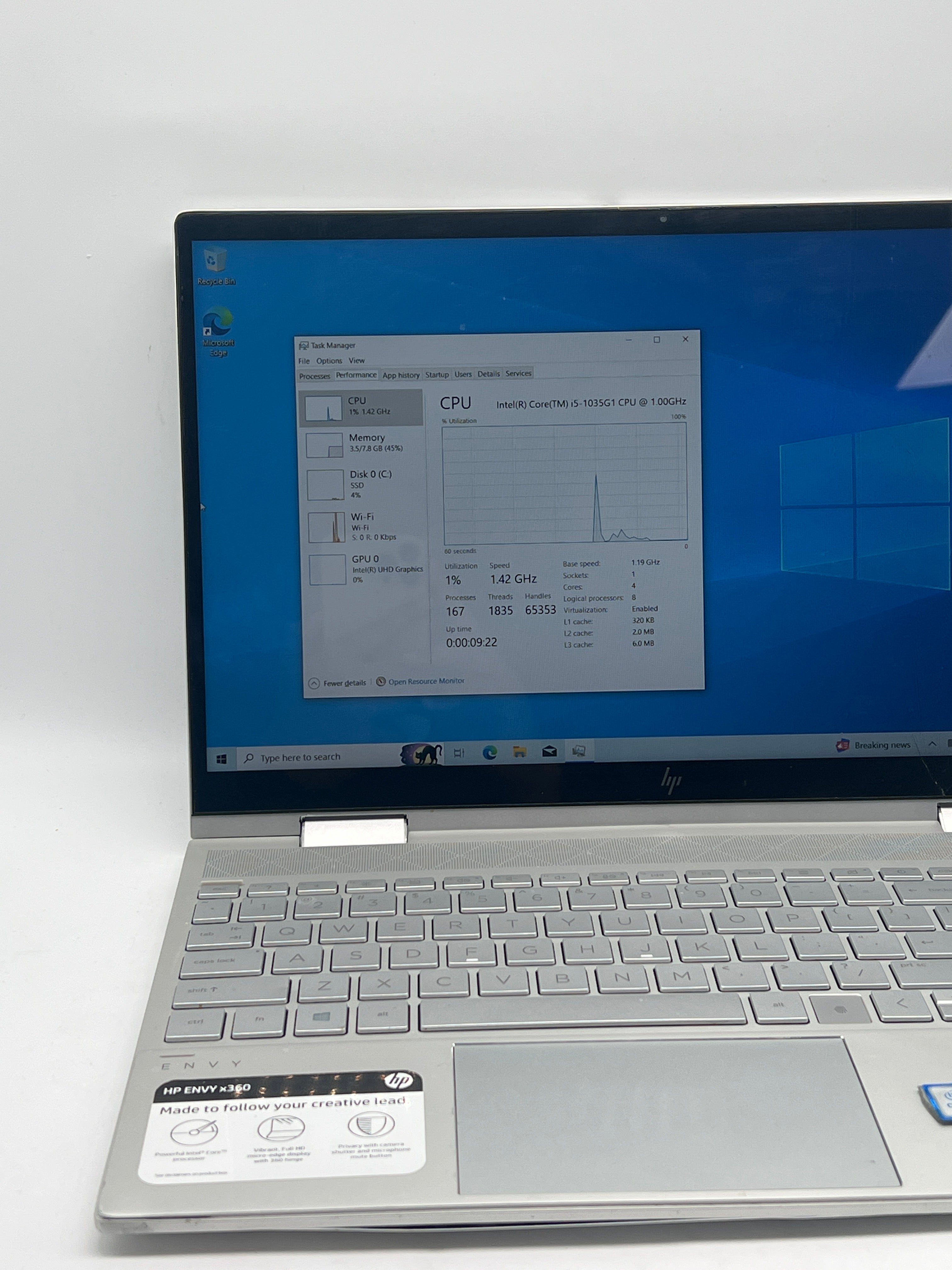 HP ENVY x360 15m-ed0xxx  i5 1035G1 8GB RAM 256GB SSD - For Parts (Cracked Screen)