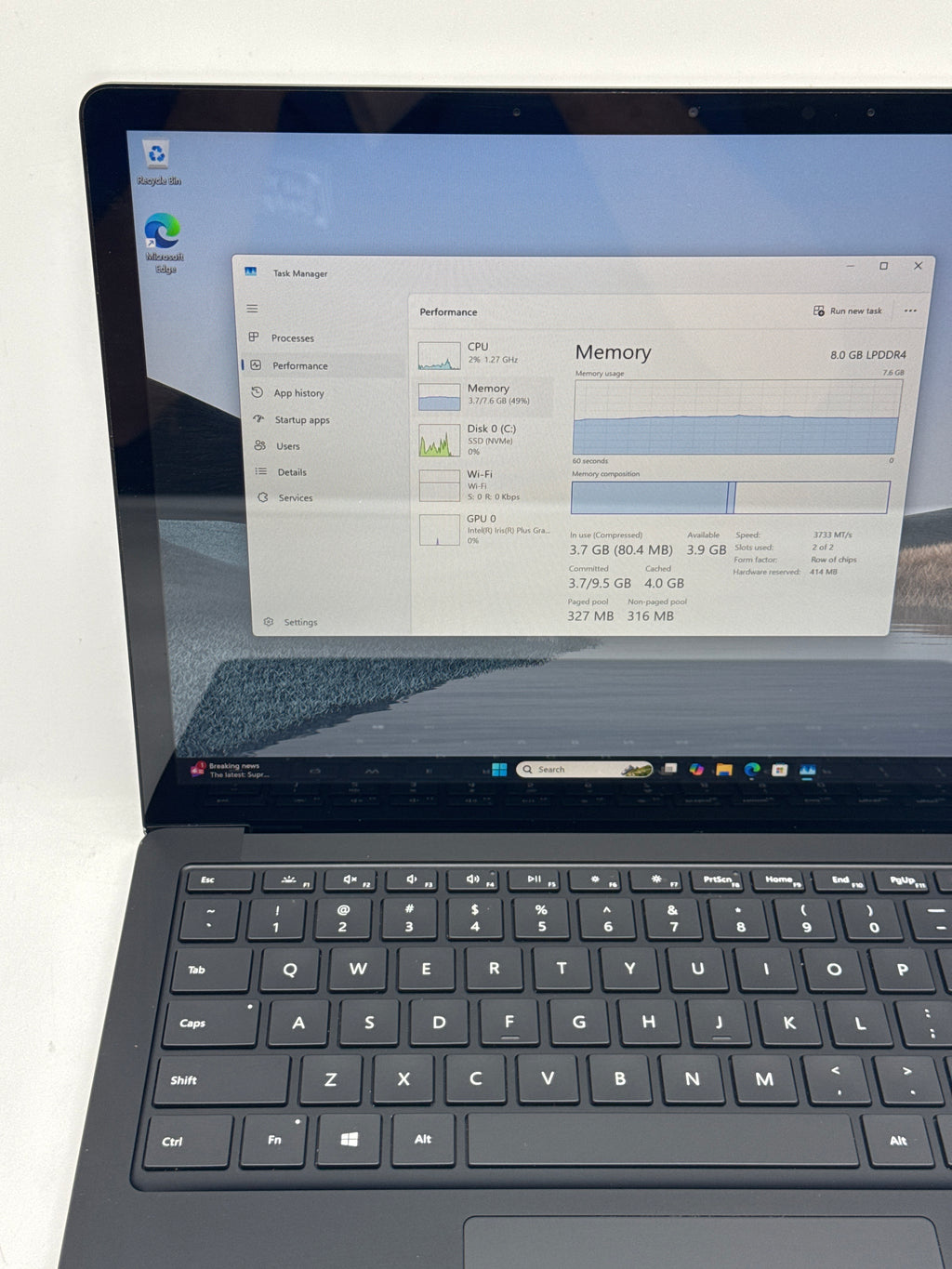 Microsoft Surface Laptop 3 1868 13" Intel Core i5-1035G7 8GB RAM 256GB SSD Black - Used