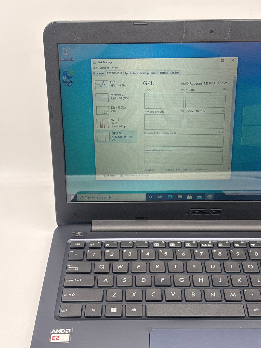 Asus E402W AMD E2-6110 APU 4GB RAM 64GB Storage - For Parts (Read DESC)