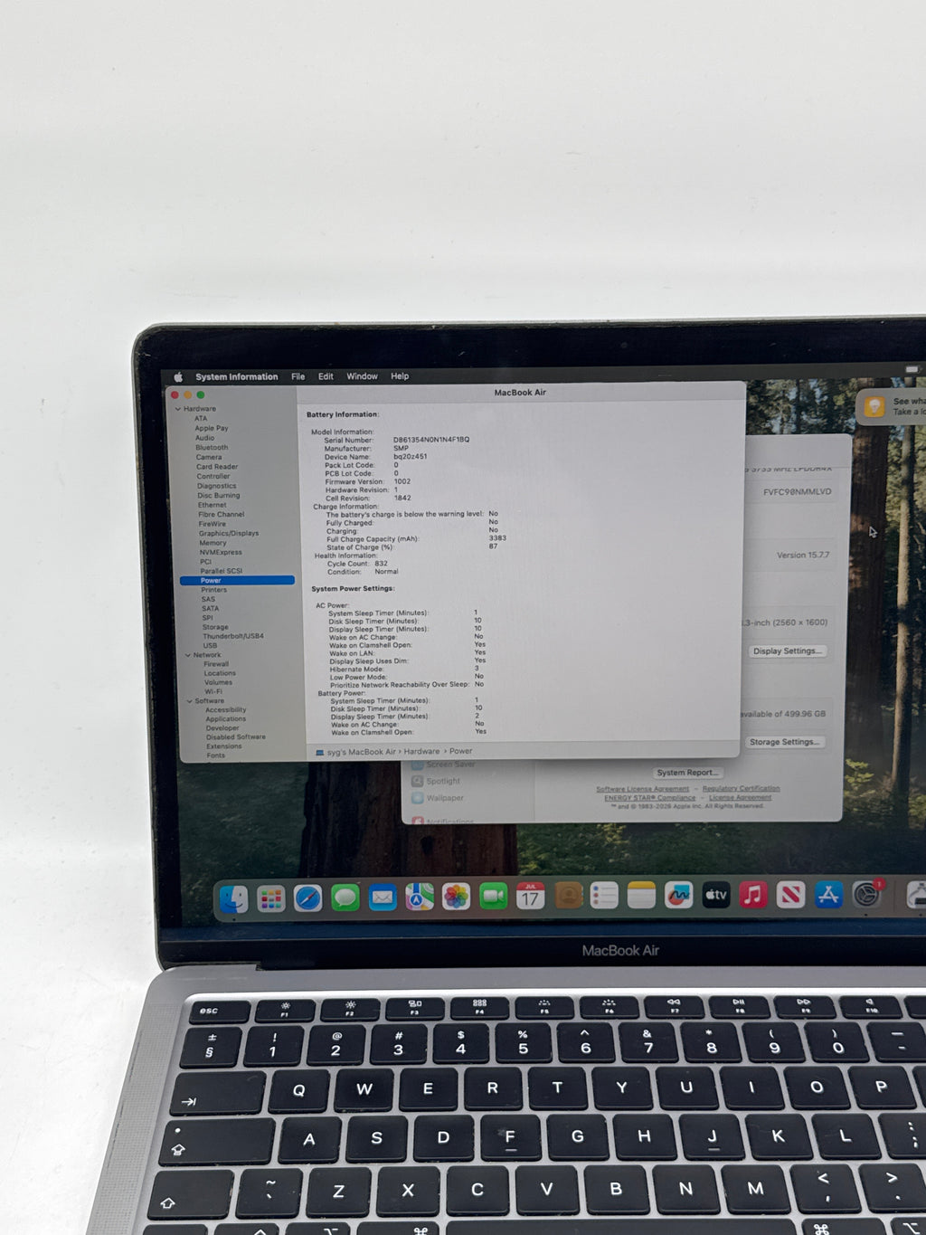 Apple MacBook Air 13" A2179 i7 16GB RAM 512GB SSD - Missing Arrow Key