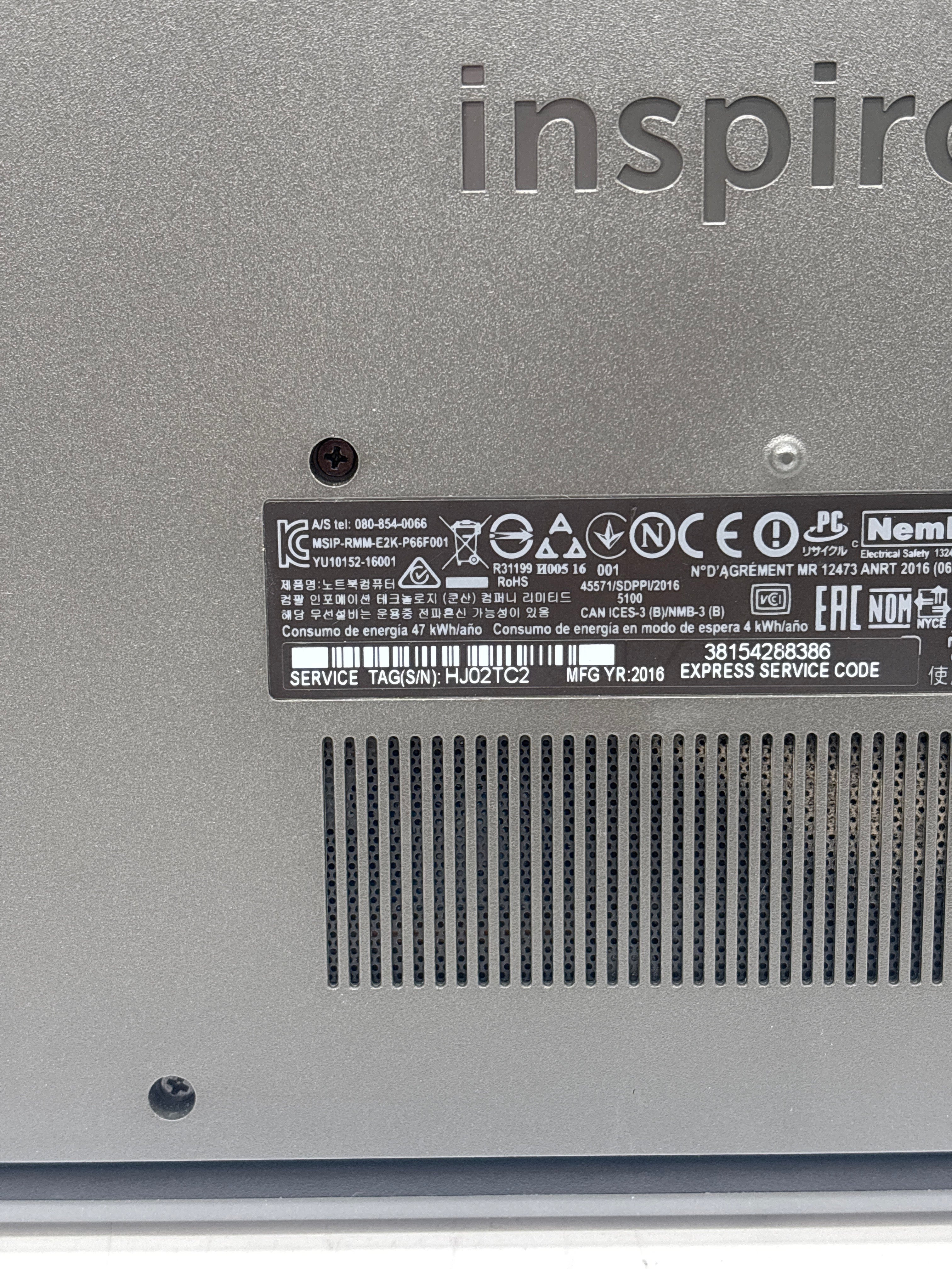 Dell Inspiron 15 5567 i5-7200U 12GB RAM 1TB HDD - Bad HDD