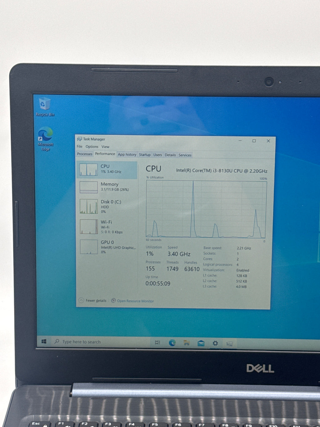 Dell Inspiron 15 5570 i3-8130U 12GB RAM 1TB HDD
