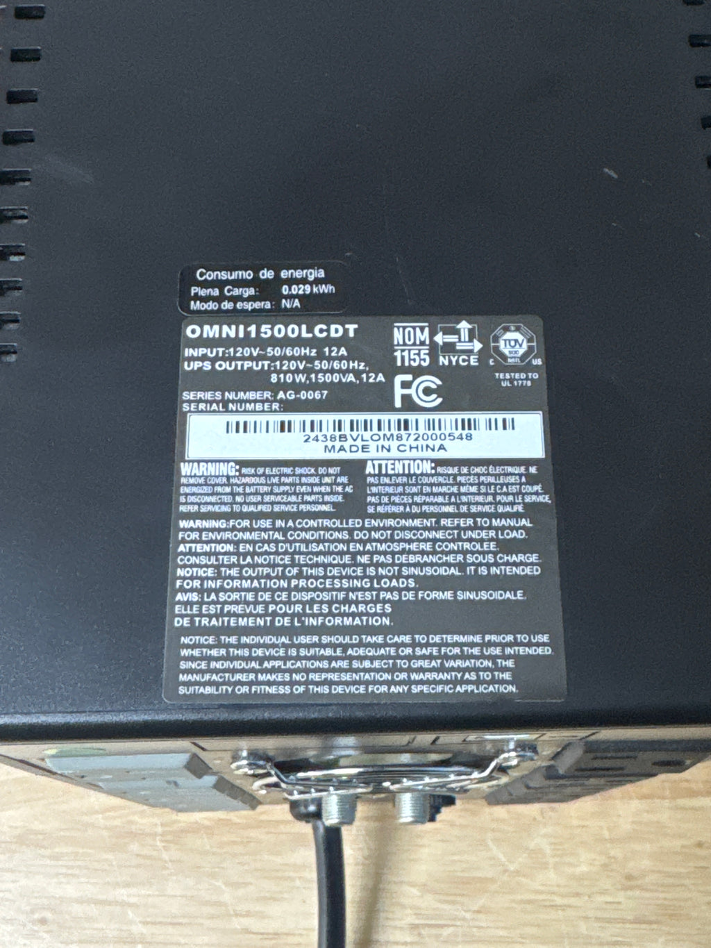 Tripp Lite OMNI1500LCDT UPS Battery Backup 10-Outlet Power Supply (No Battery)