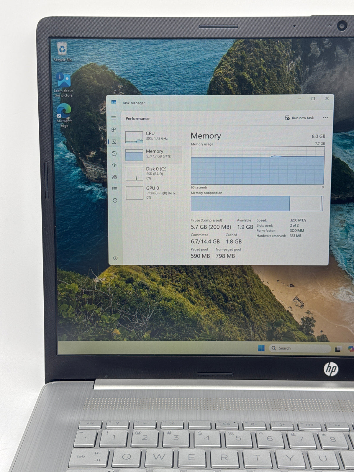 HP 17-cn0023dx 17" Intel Core i5-1135G7 8GB RAM 256GB SSD Silver - Used