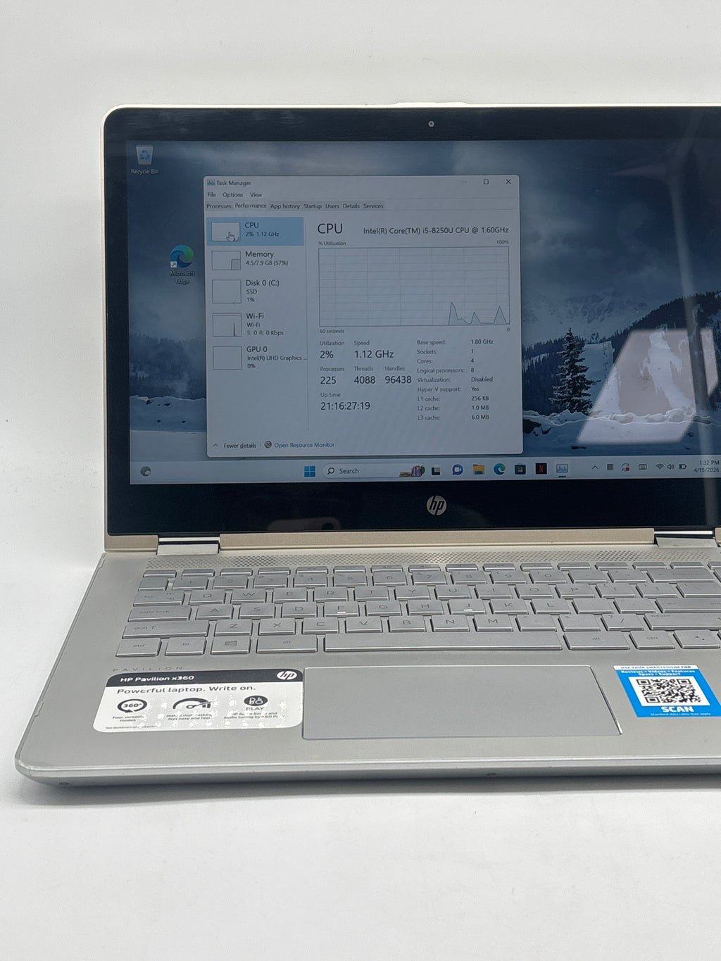 HP Pavilion x360 Convertible i5-8250U 8GB RAM 128GB SSD - Used