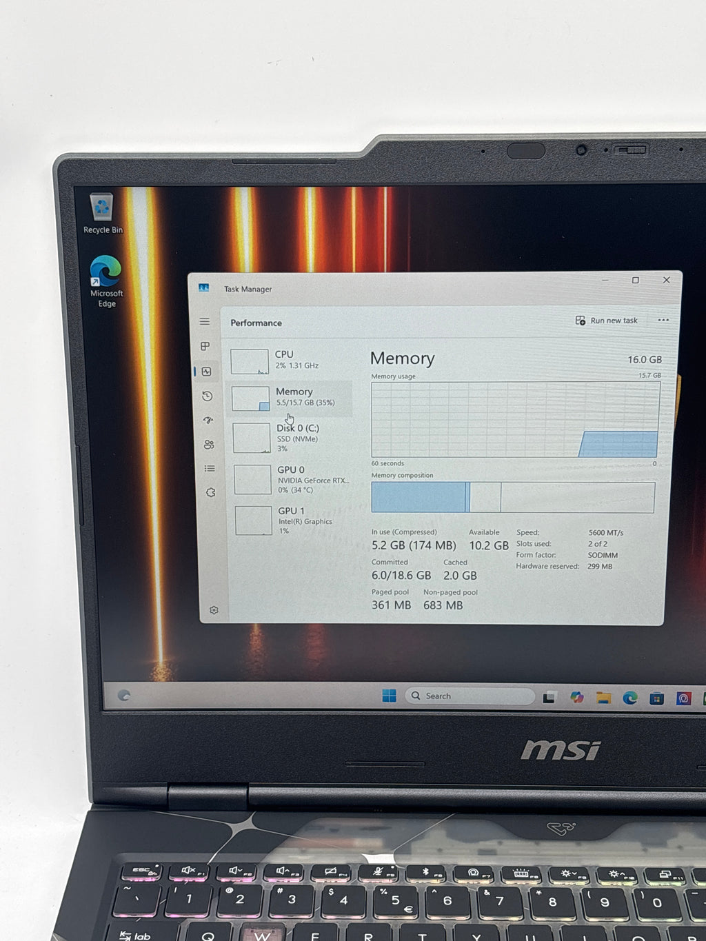 MSI Cyborg 15 B2RWFKG 15.6" Core 7 240H 16GB RAM 512GB SSD RTX 5060 - Used