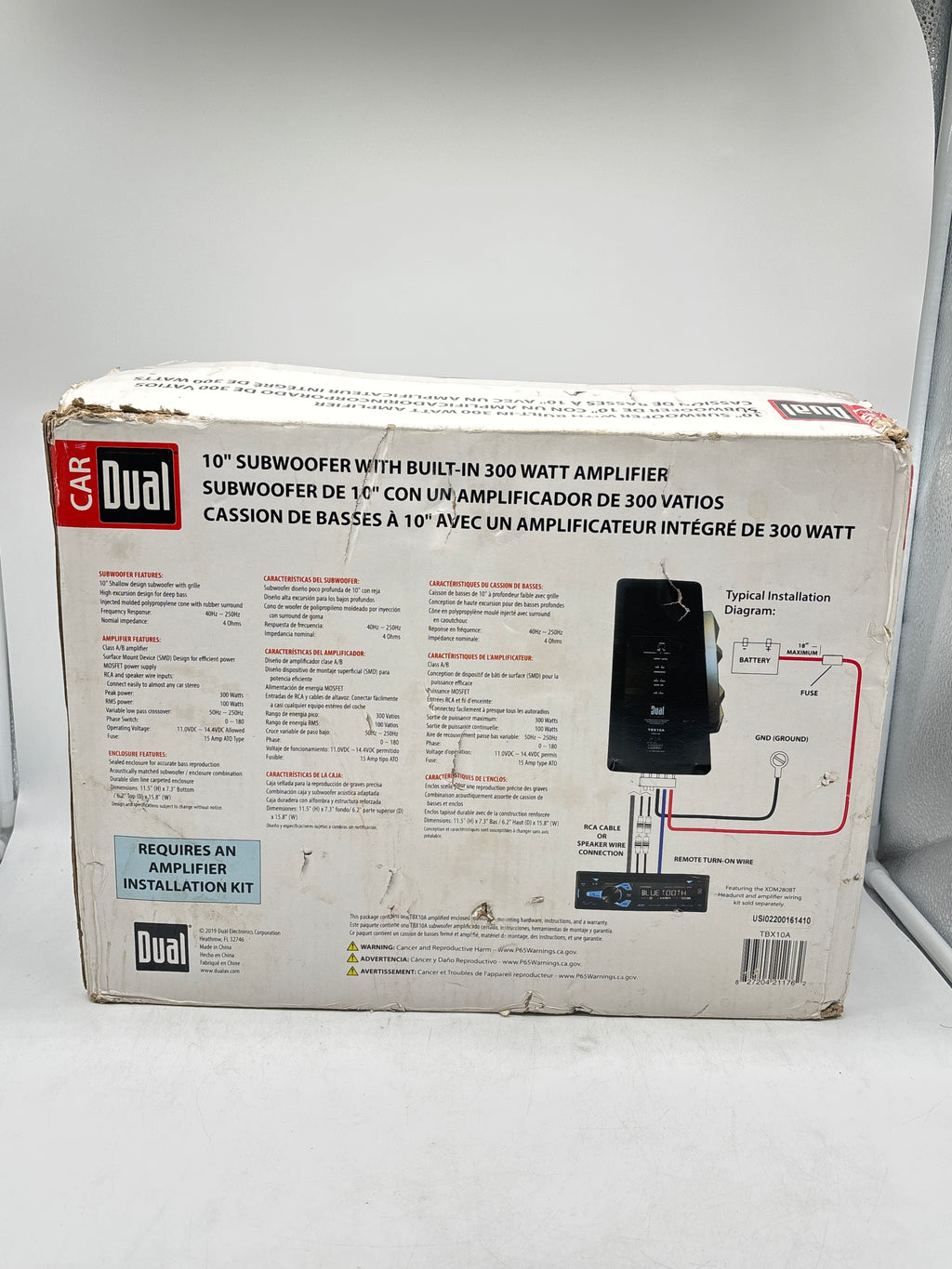 Dual TBX10A 10in Powered Car Subwoofer 300W Black - Open Box