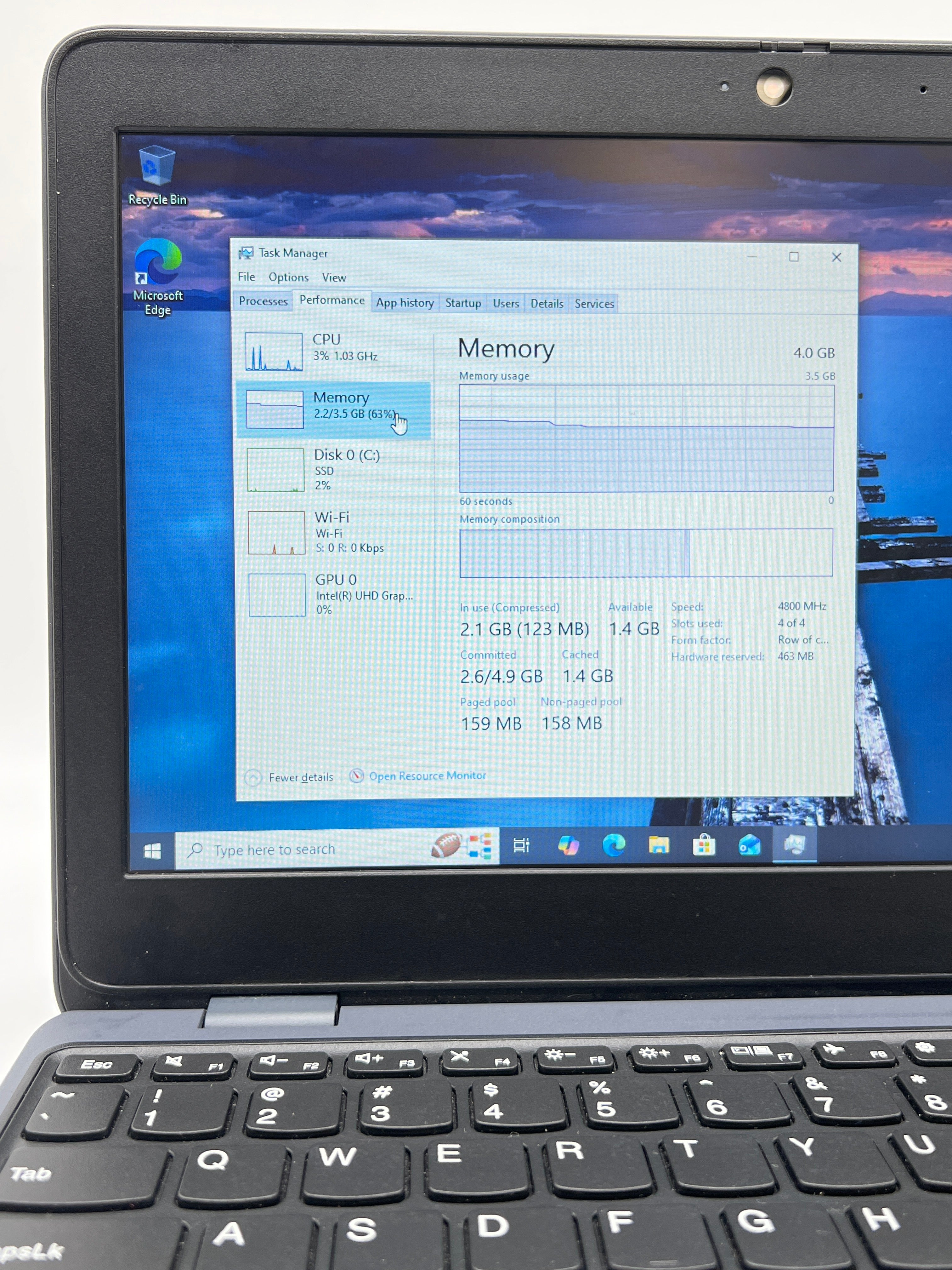 Lenovo 100W Gen 4 12-inch Intel N100 4GB RAM 128GB Blue Laptop