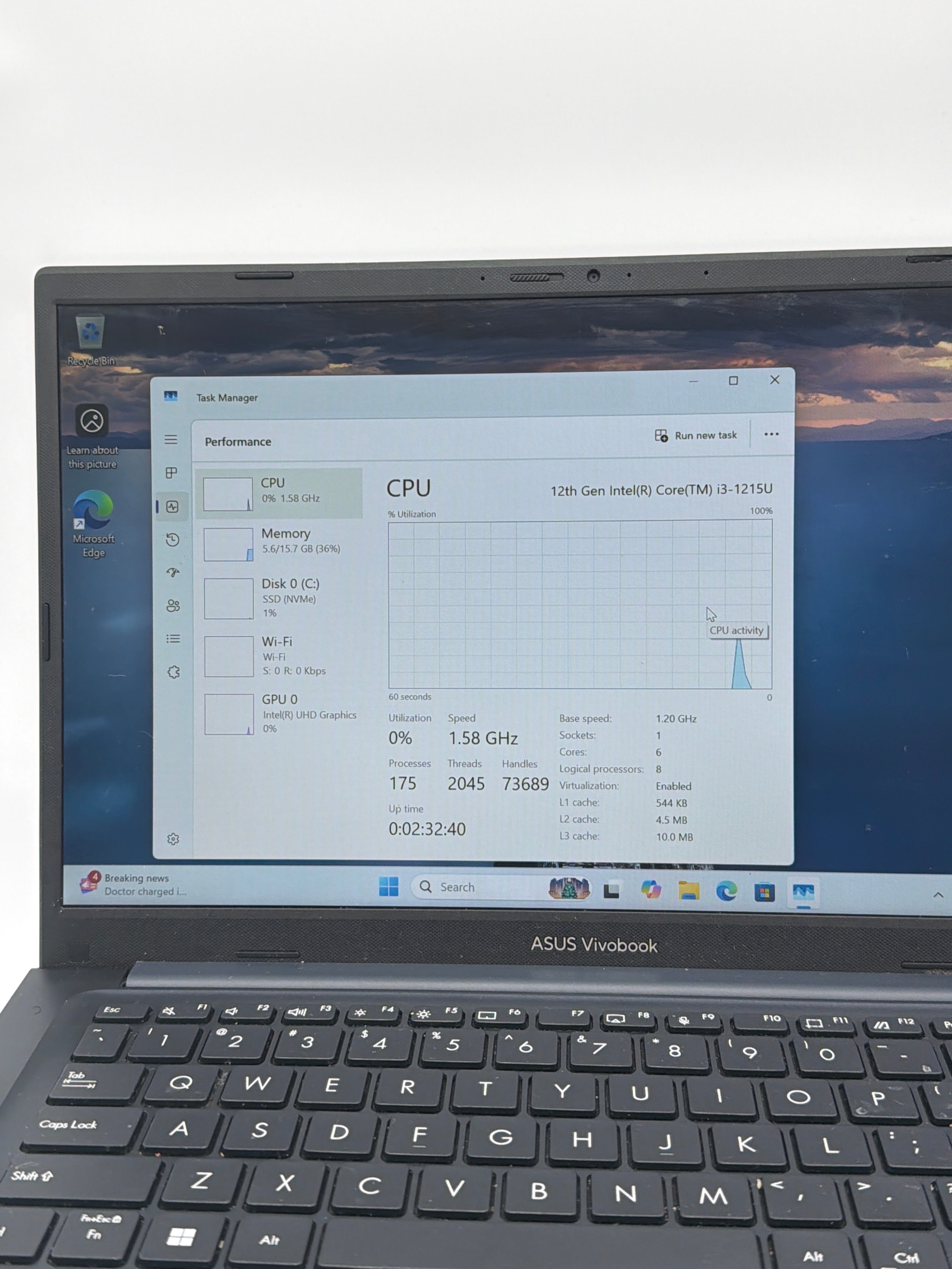 Asus VivoBook X1404Z 14" Intel i3-1215U 16GB RAM 128GB SSD Black