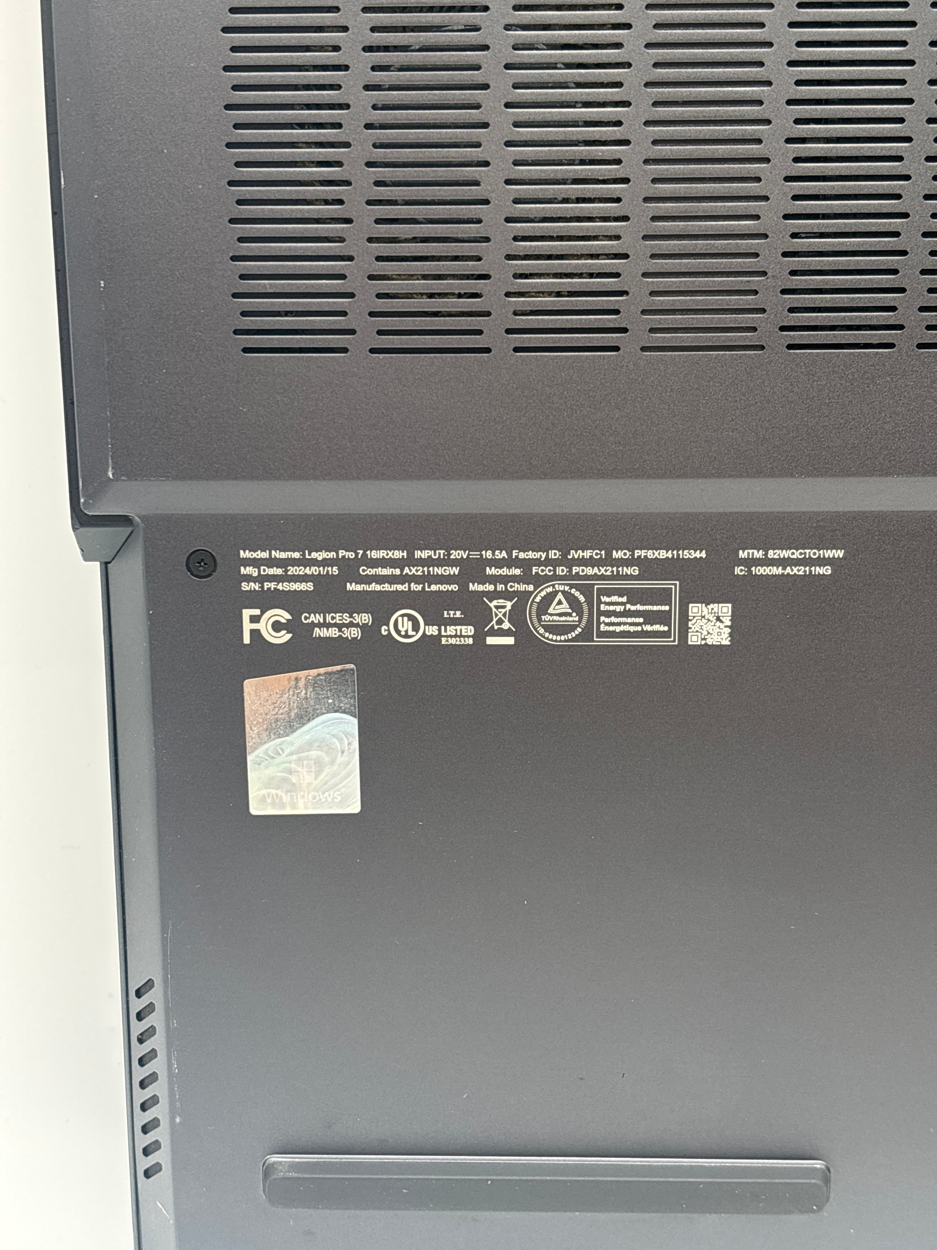 Lenovo Legion Pro 7 i9-13900XH 32GB RAM 2TB SSD RTX 4080 - Used