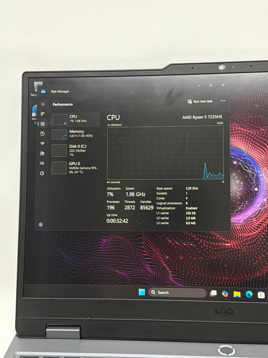 Lenovo LOQ 15ARP9 15.6" Ryzen 5 12GB RAM 512GB SSD RTX 4050 Gray