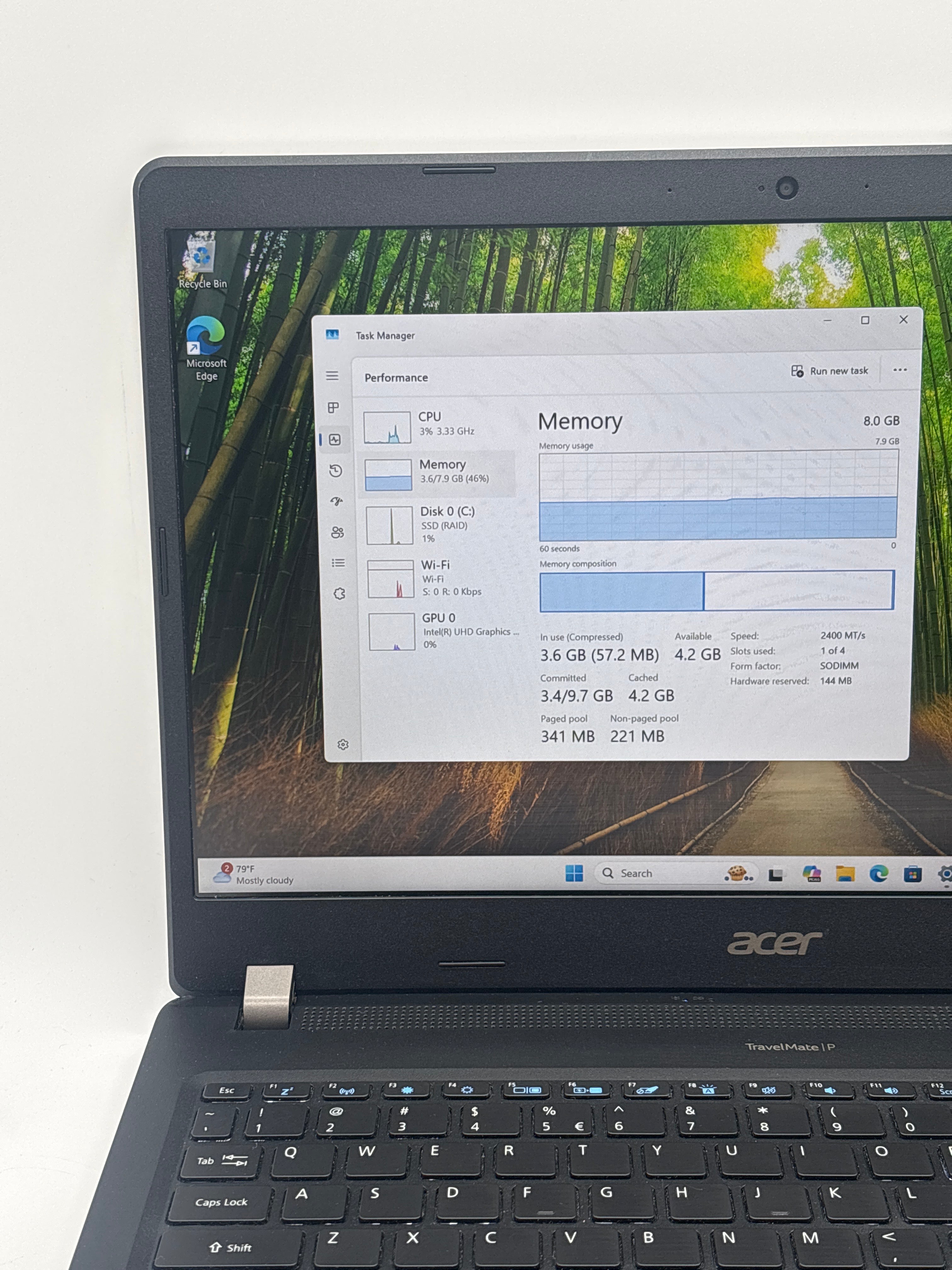 Acer TravelMate P215-51 i5-8250U 8GB RAM 256GB SSD - For Parts (Read DESC)