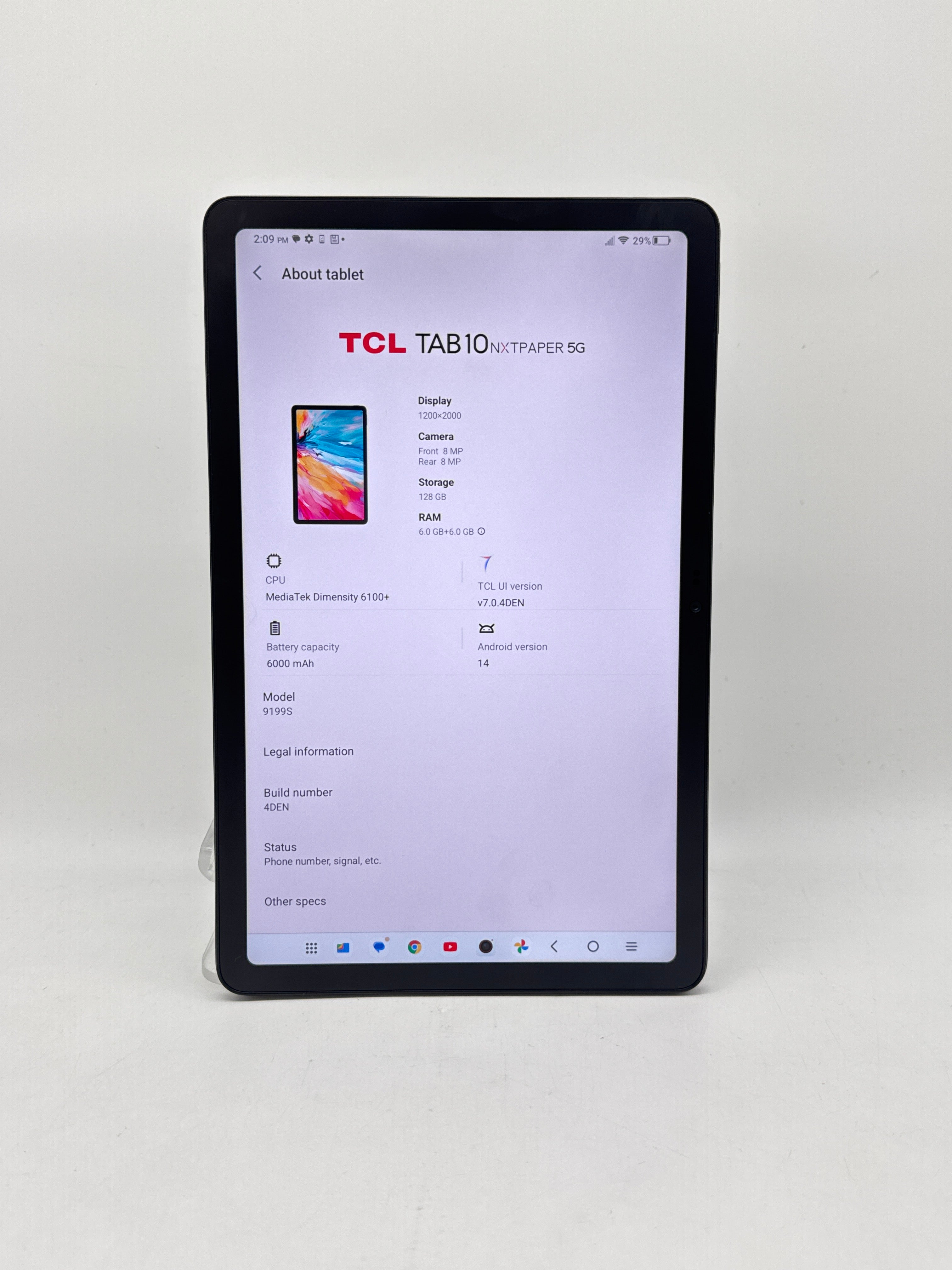 Verizon TCL Tab 10 NXTPAPER 5G 128GB 10.4" Wi-Fi + 5G - Used