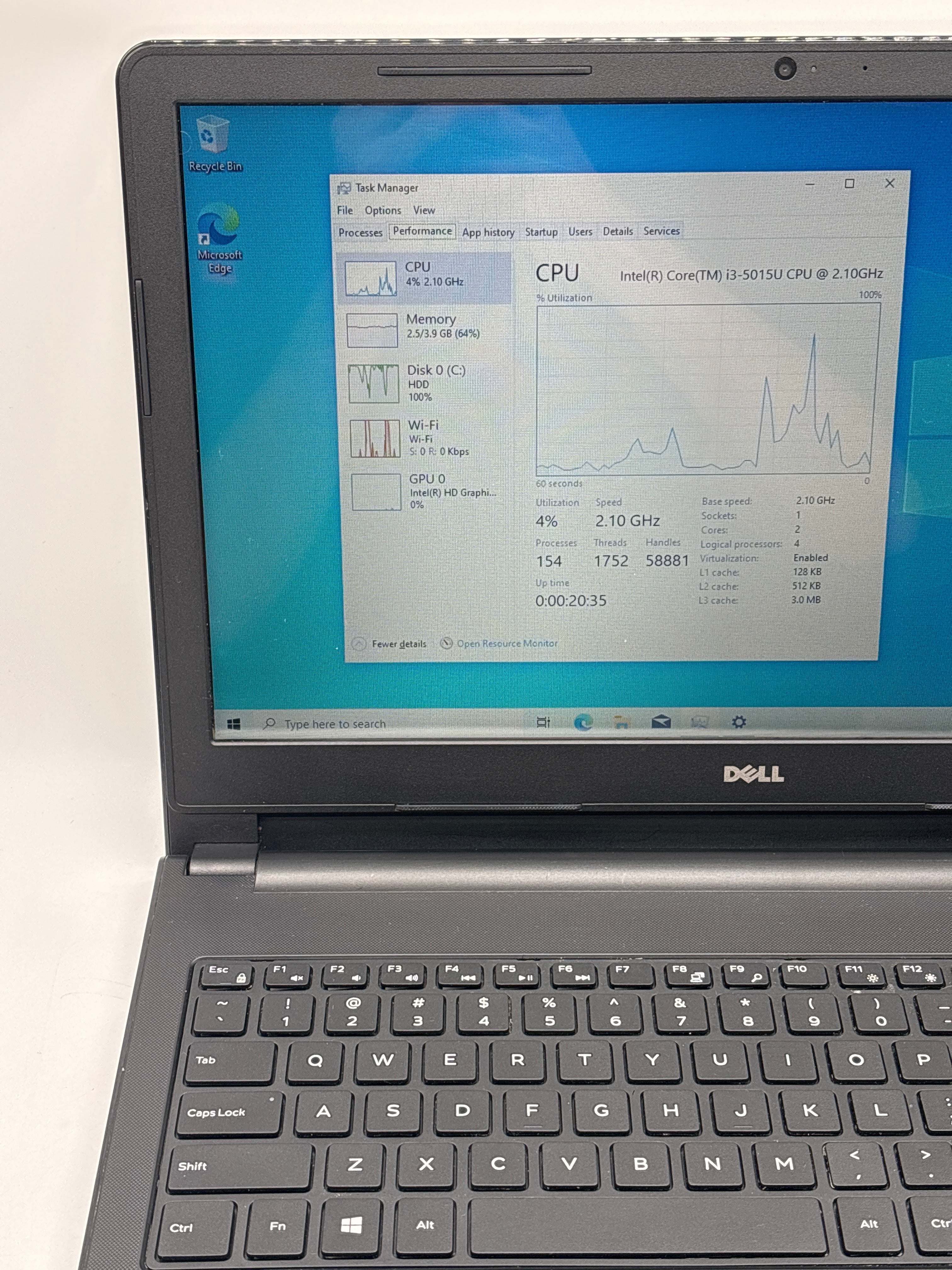 Dell Inspiron 3558 15.6" i3-5015U 4GB RAM 1TB HDD