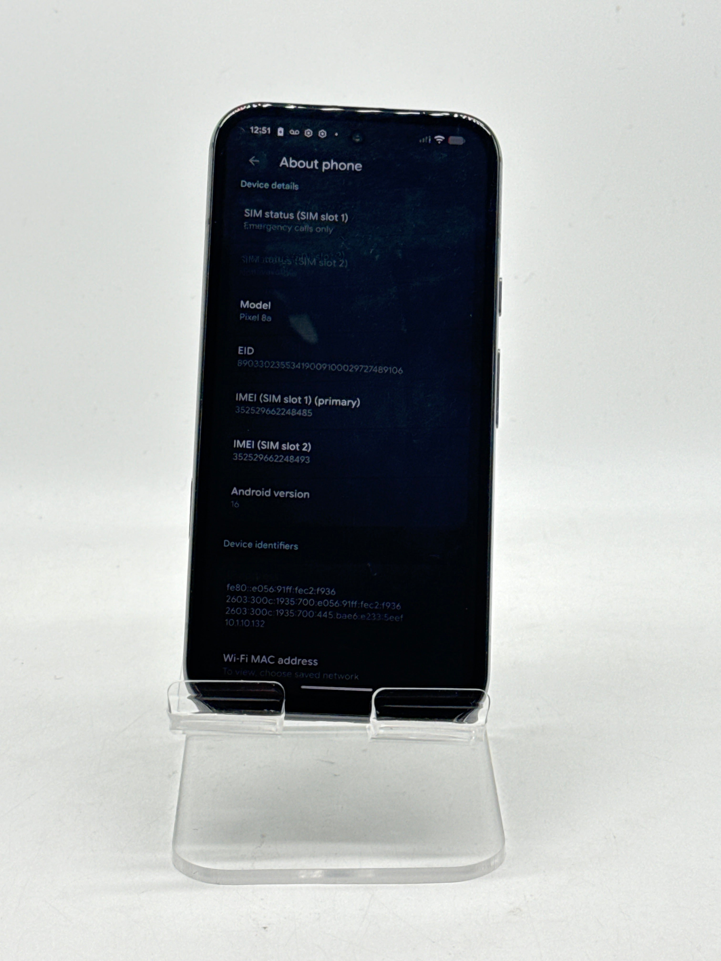 Google Pixel 8a Obsidian 128GB T-Mobile Locked - For Parts