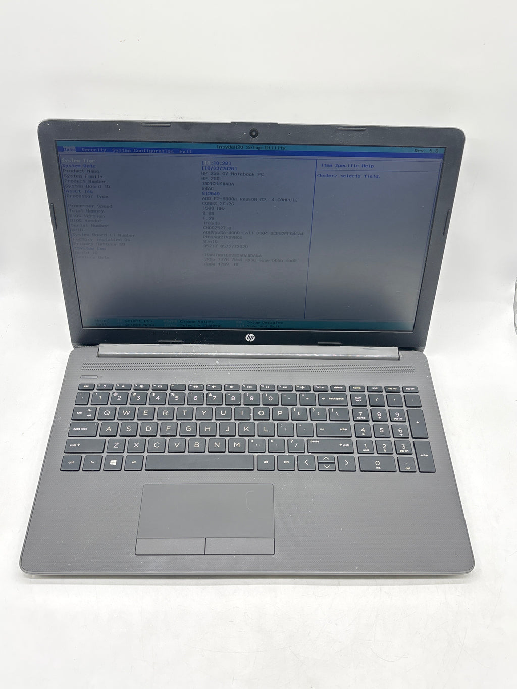 HP 255 G7 15.6in AMD E2-9000e 8GB RAM 128GB SSD Black - READ