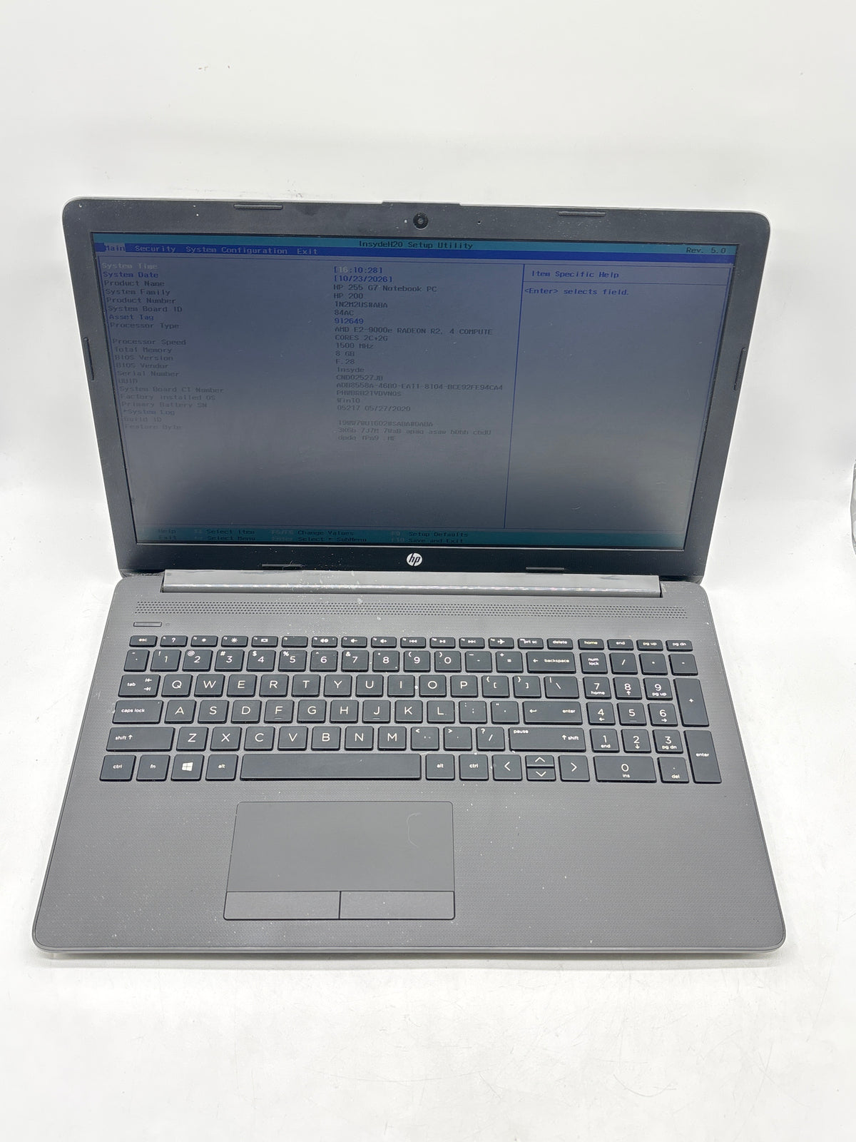 HP 255 G7 15.6in AMD E2-9000e 8GB RAM 128GB SSD Black - READ