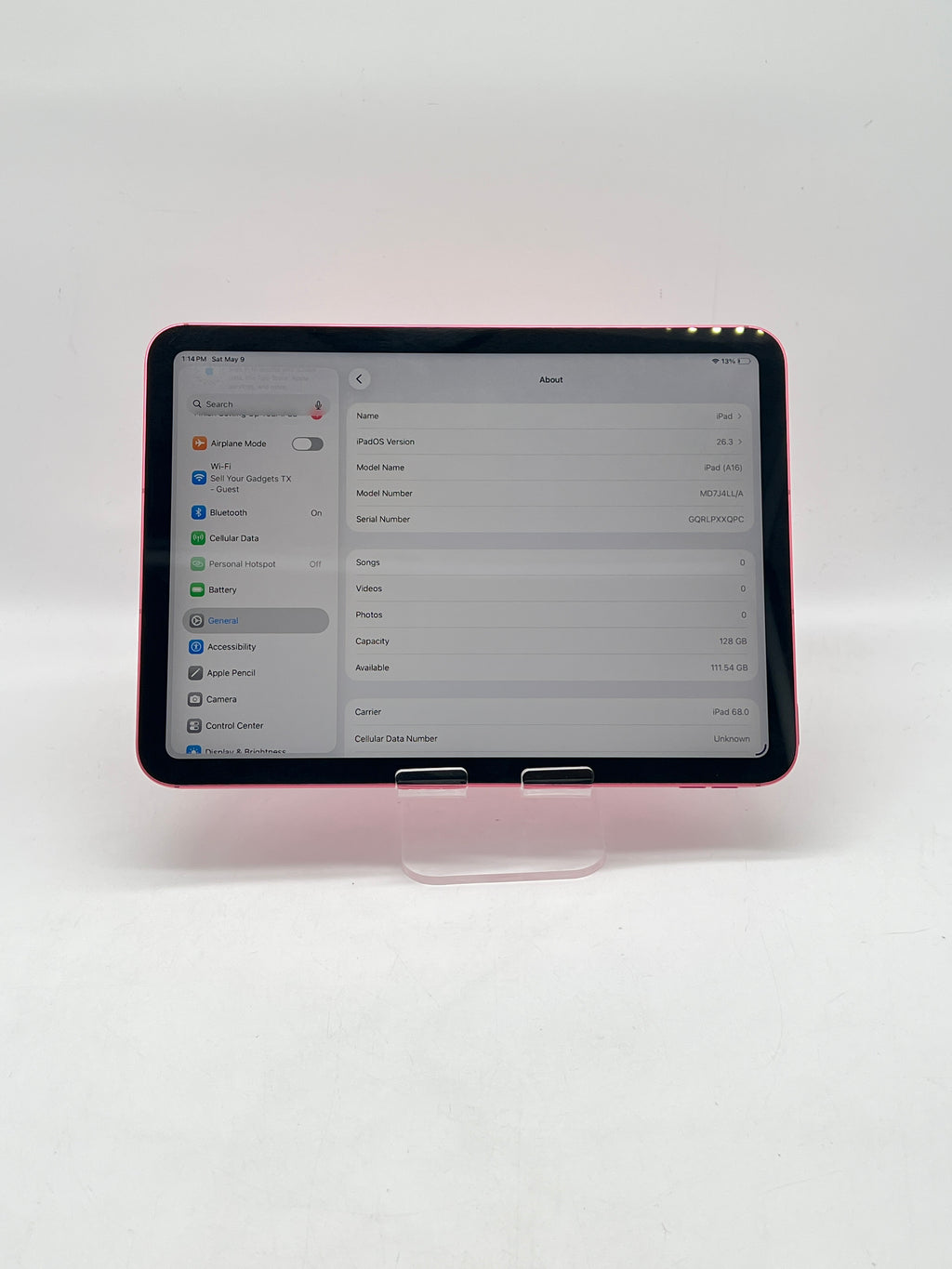 Apple iPad A16 A3355 128GB Wi Fi + Cellular Unlocked - Used