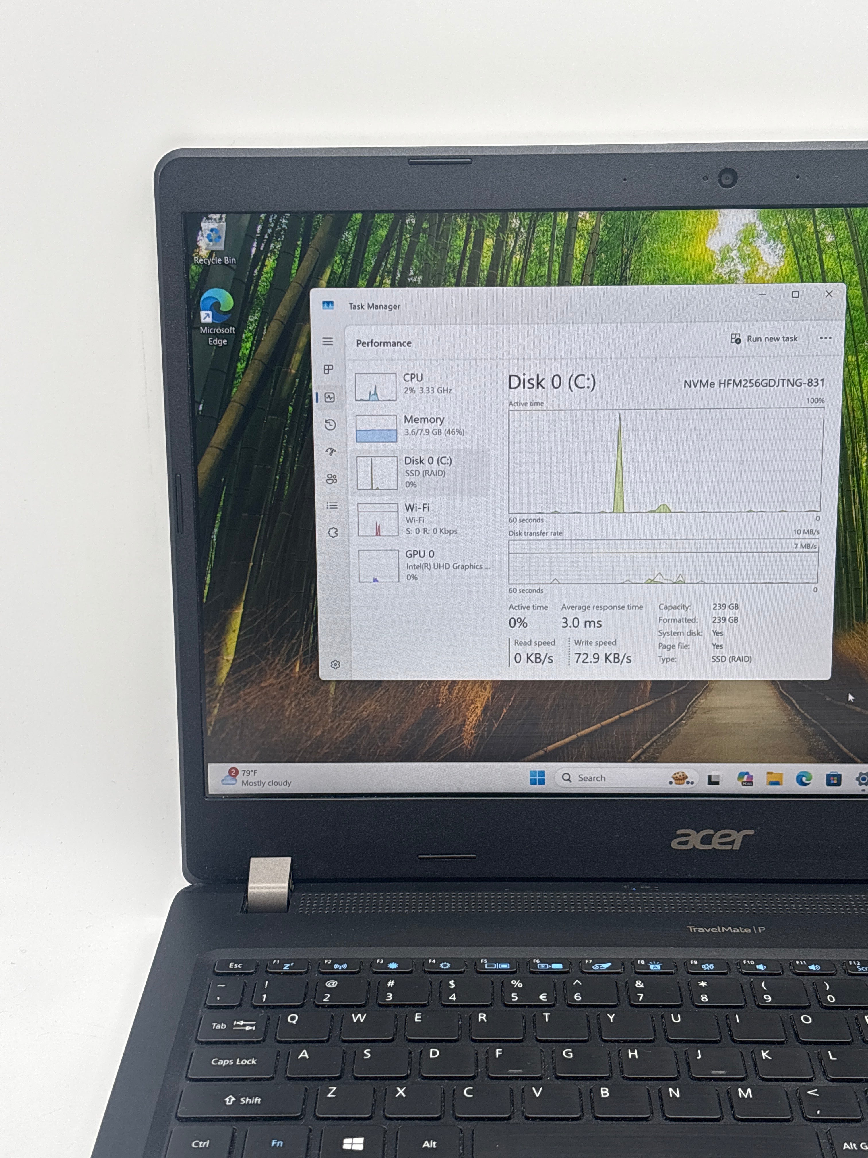 Acer TravelMate P215-51 i5-8250U 8GB RAM 256GB SSD - For Parts (Read DESC)