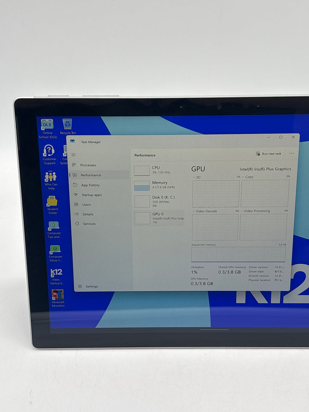 Microsoft Surface Pro 7 1866 i5-1035G4 8GB RAM 256GB SSD - For Parts (Read DESC)