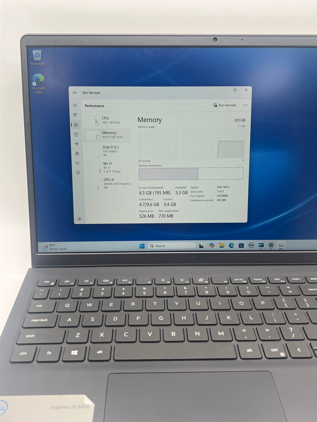 Dell Inspiron 15 3511 i3-1115G4 8GB RAM 128GB SSD - Used