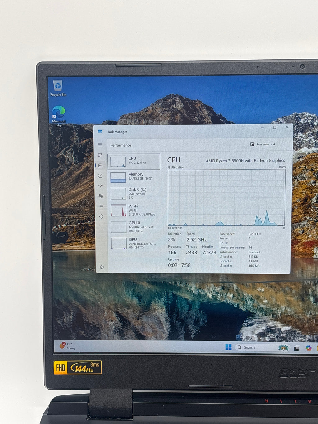 Acer Nitro 5 N22C2 Ryzen 7 6800H 16GB RAM 1TB SSD GeForce RTX 3060