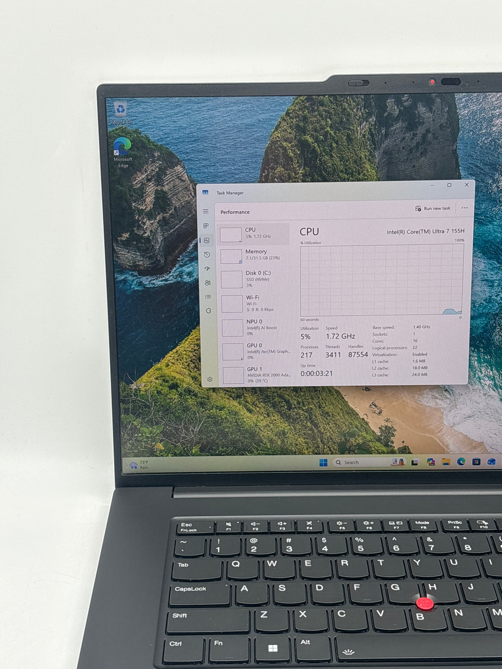 Lenovo ThinkPad P1 Gen 7 Ultra 7 155H 32GB RAM 1TB SSD RTX 2000 Ada Used