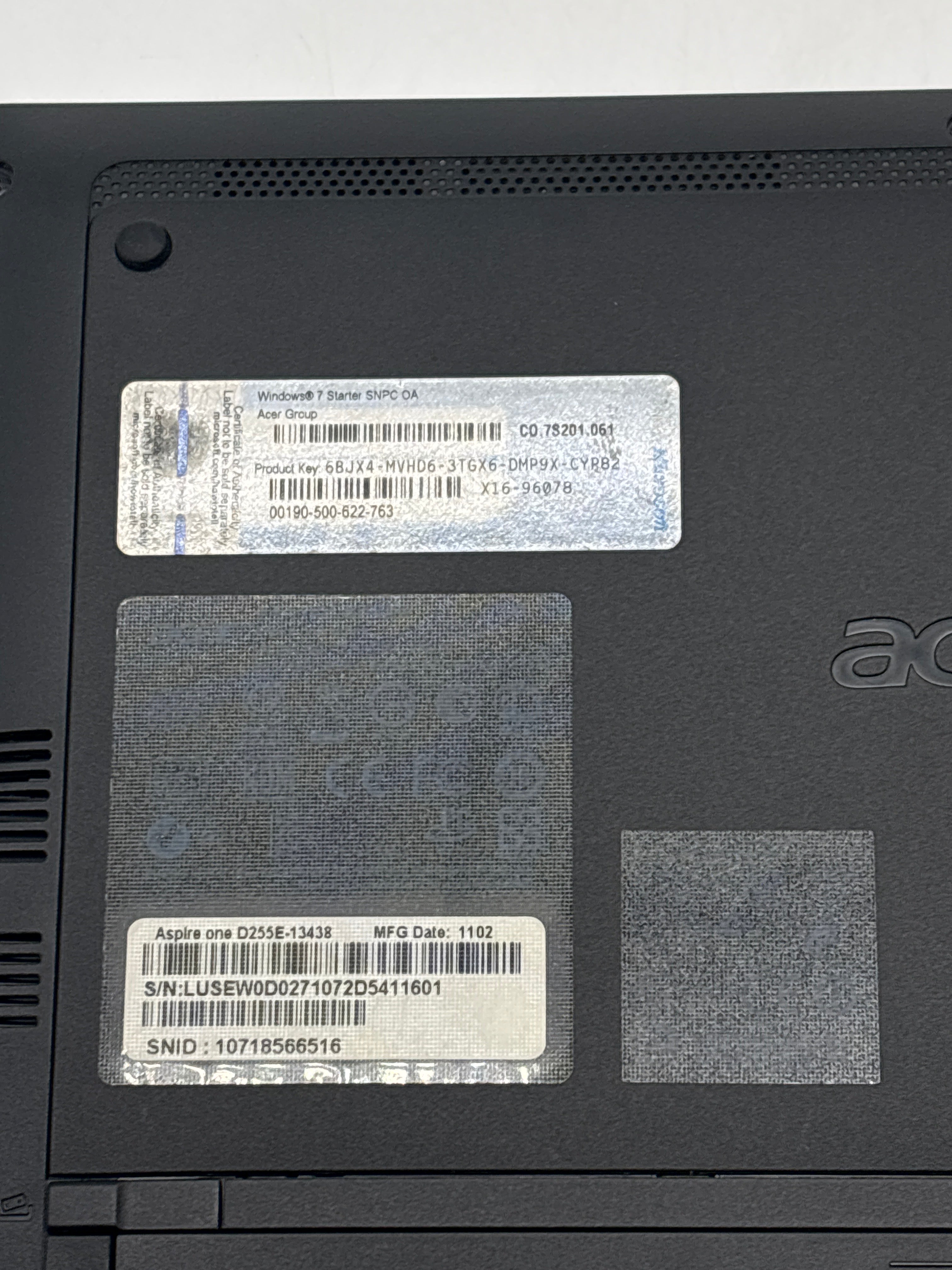 Acer Aspire One Intel Atom 1.60 GHz 1 GB RAM Blue For Parts (Read DESC)