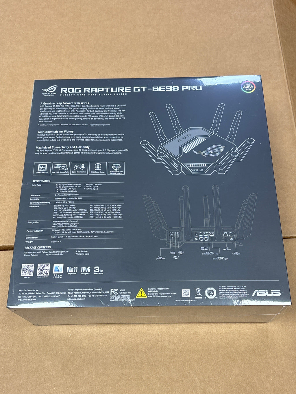 ASUS ROG Rapture GT-BE98 PRO Quad Band WiFi 7 Gaming Router