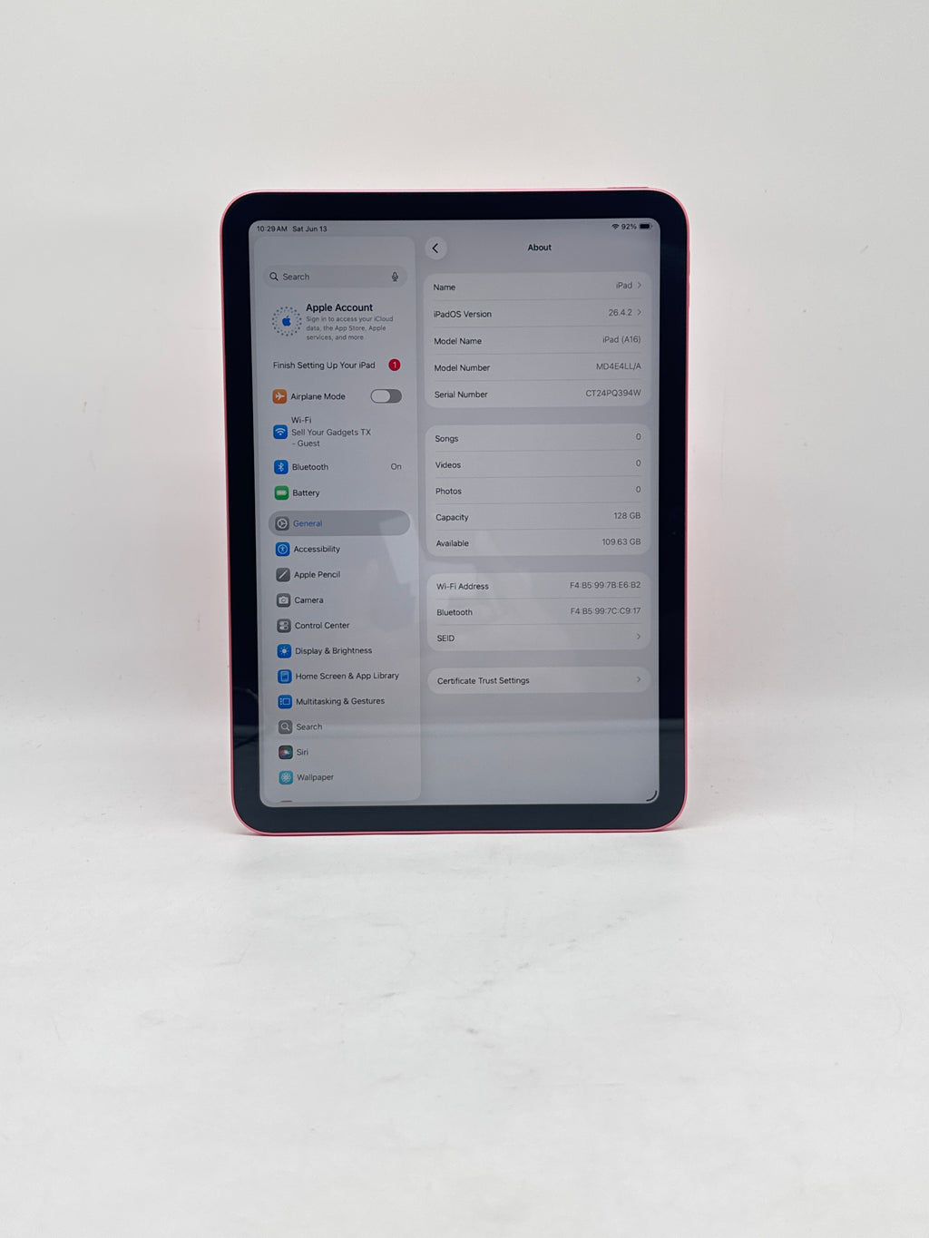 Apple iPad 11th Gen A16 A3354 128GB Wi-Fi Only with Apple Pencil - Used