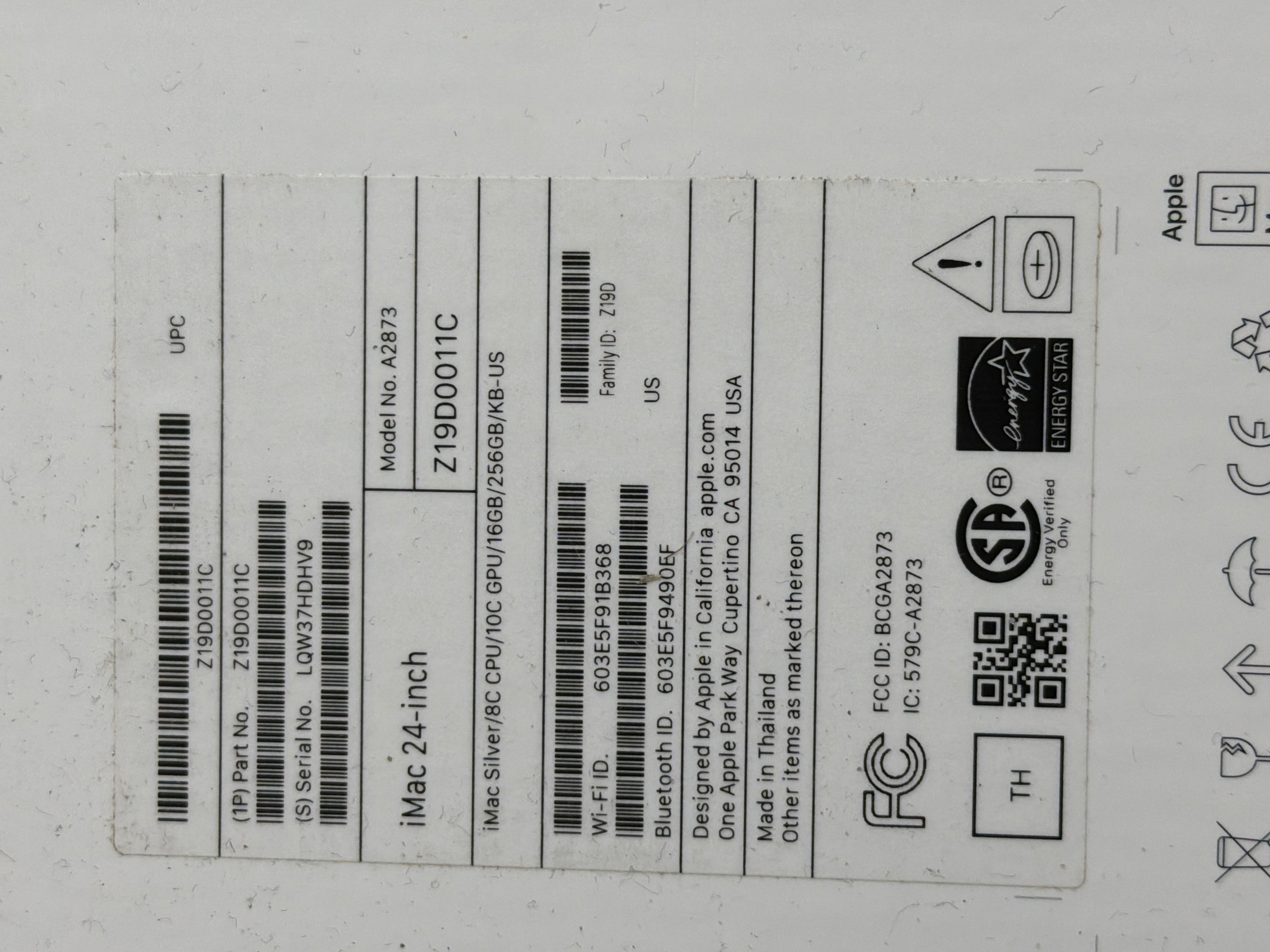 Apple iMac 24" M3 A2873 2023 256GB SSD 8GB RAM Silver Remotely Managed