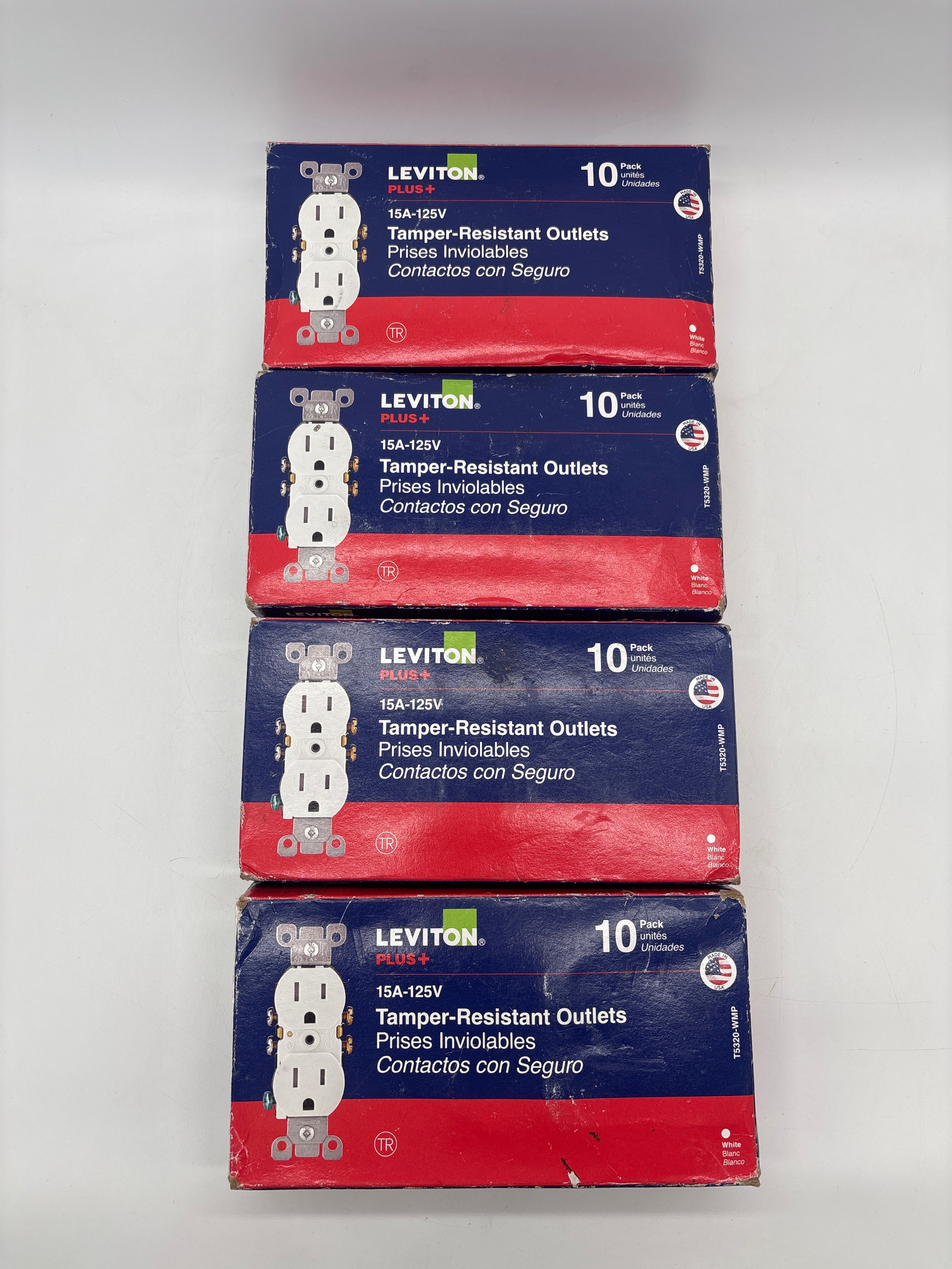 Leviton Plus 10 White Outlet 125A Tamper-Resistant - Lot of 4 New In Box