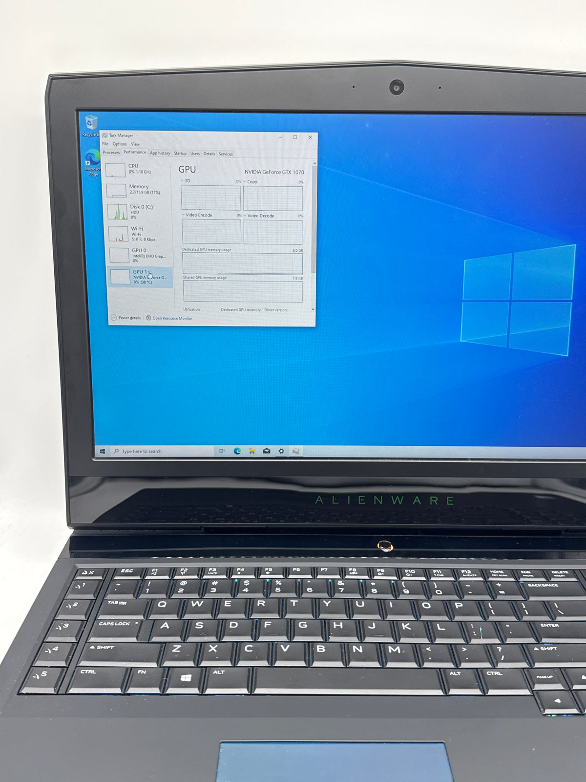 Alienware 17 R5 Core i7-8750H 16GB RAM 1TB HDD GTX 1070 17.3in - Bad HDD