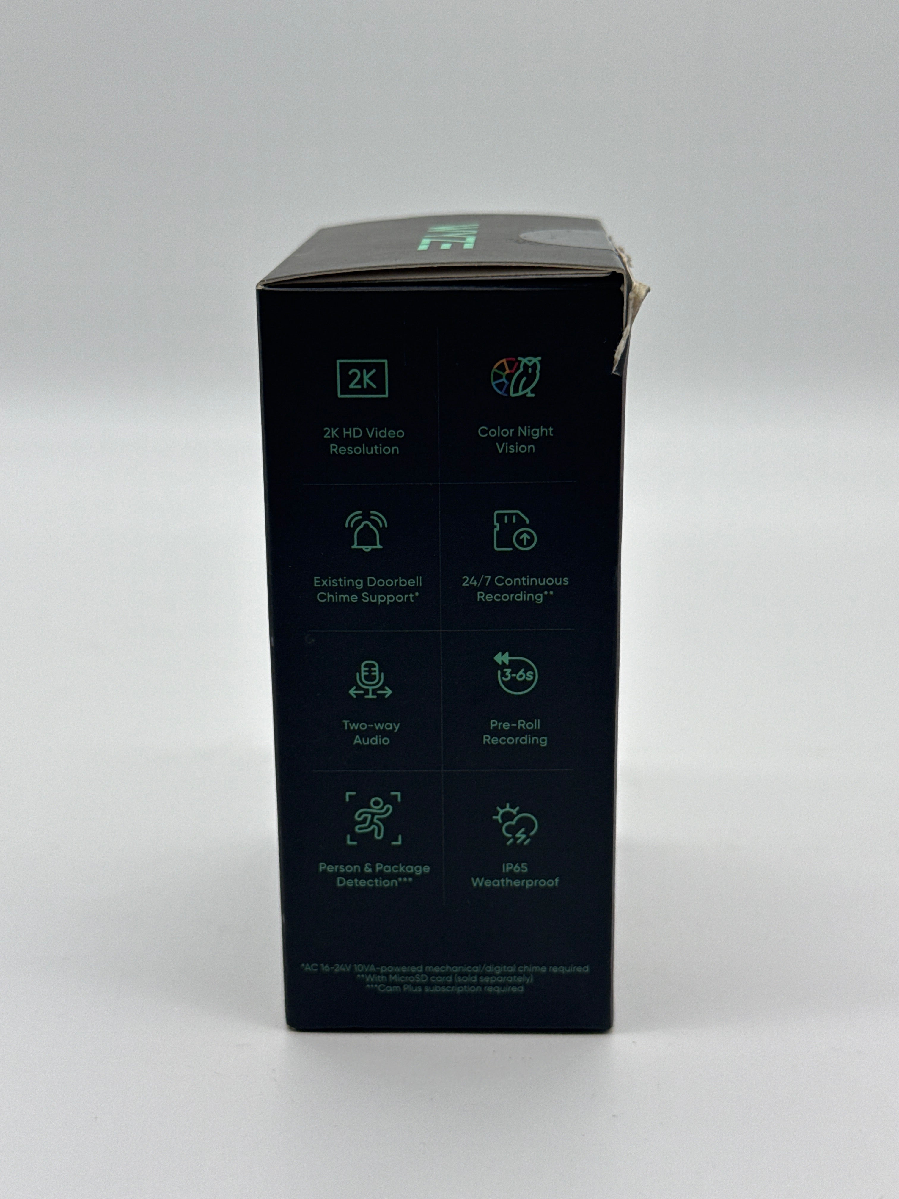 Wyze WVDWDV2 Video Doorbell 2K Video Black Wired - New in Box