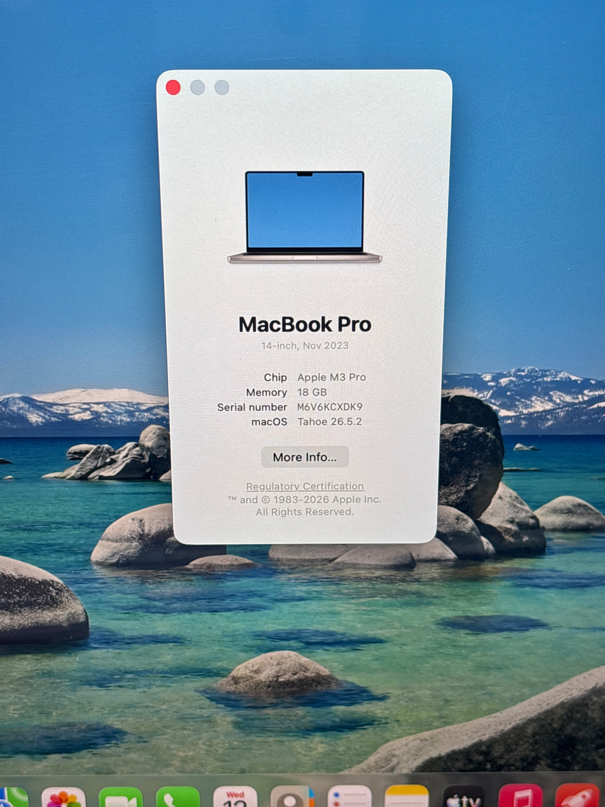 Apple MacBook Pro 14" A2992 Apple M3 Pro 18GB RAM 512GB SSD Silver - Used