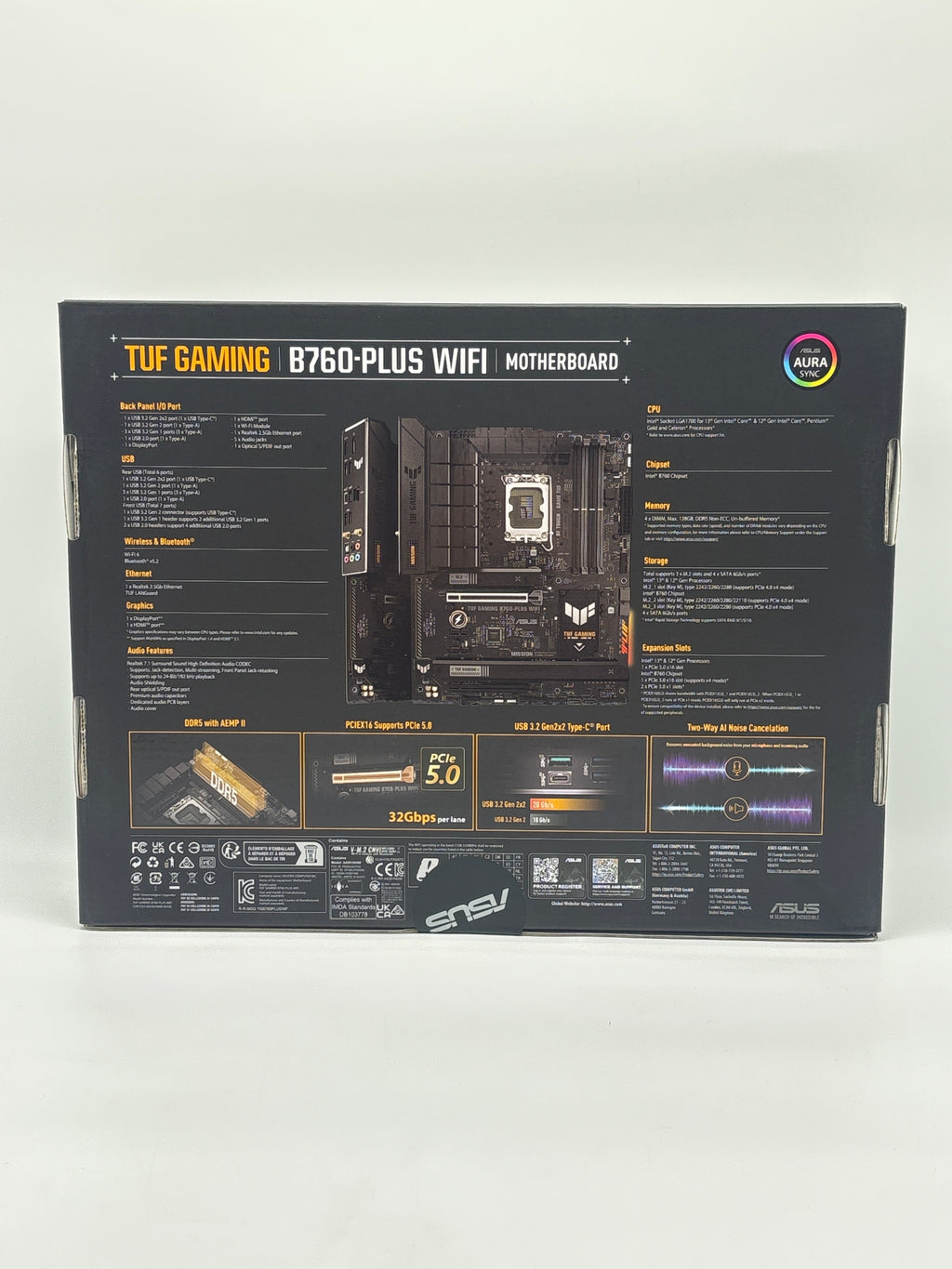 ASUS TUF Gaming B760-PLUS WiFi DDR5 LGA 1700 ATX Intel Motherboard
