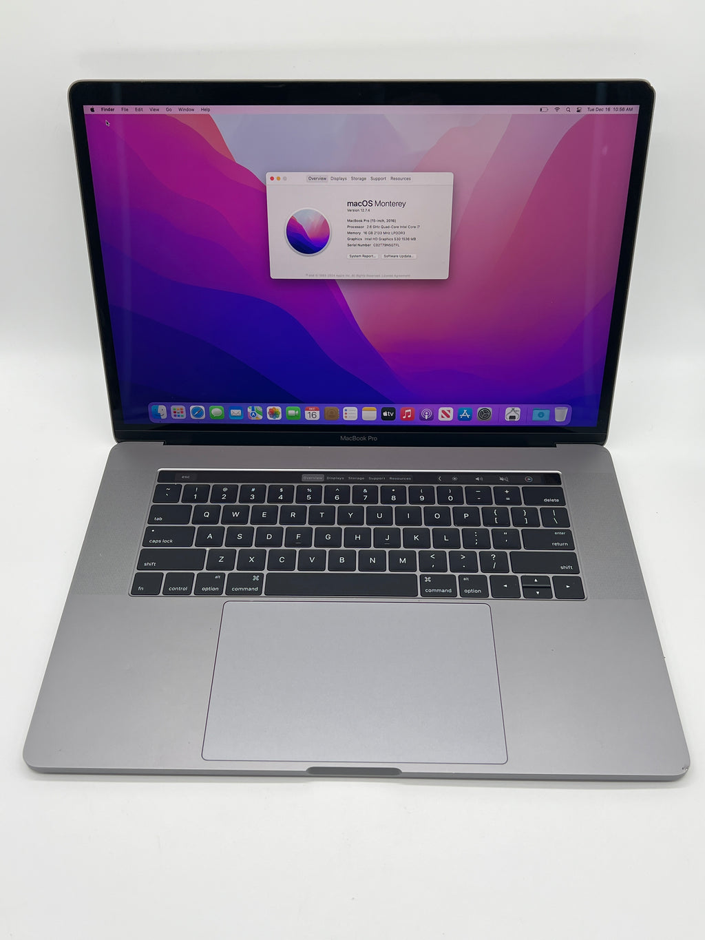 Apple MacBook Pro 15" A1707 2016 Intel i7 2.6GHz 16GB 256GB Space Gray Used