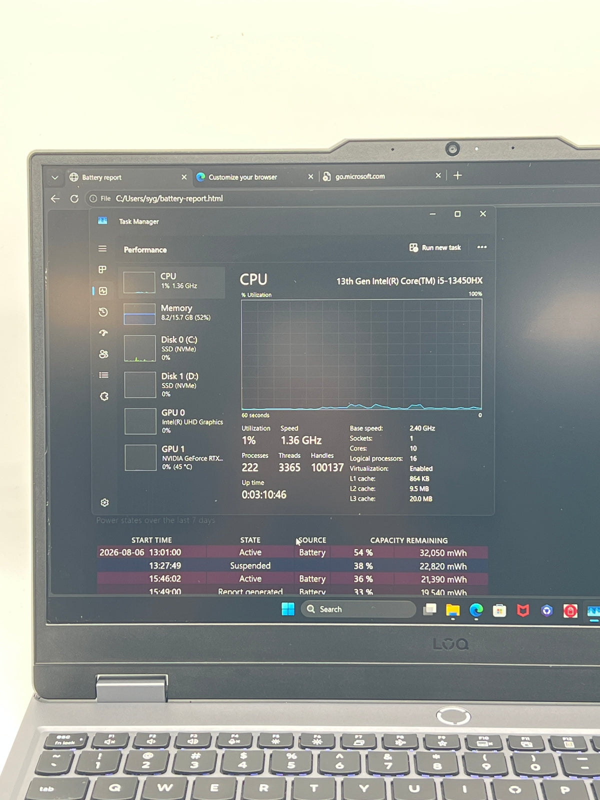 Lenovo LOQ 15IAX10 15" Intel Core i5-13450HX 16GB RAM 1TB SSD RTX 5050 Gray - Used