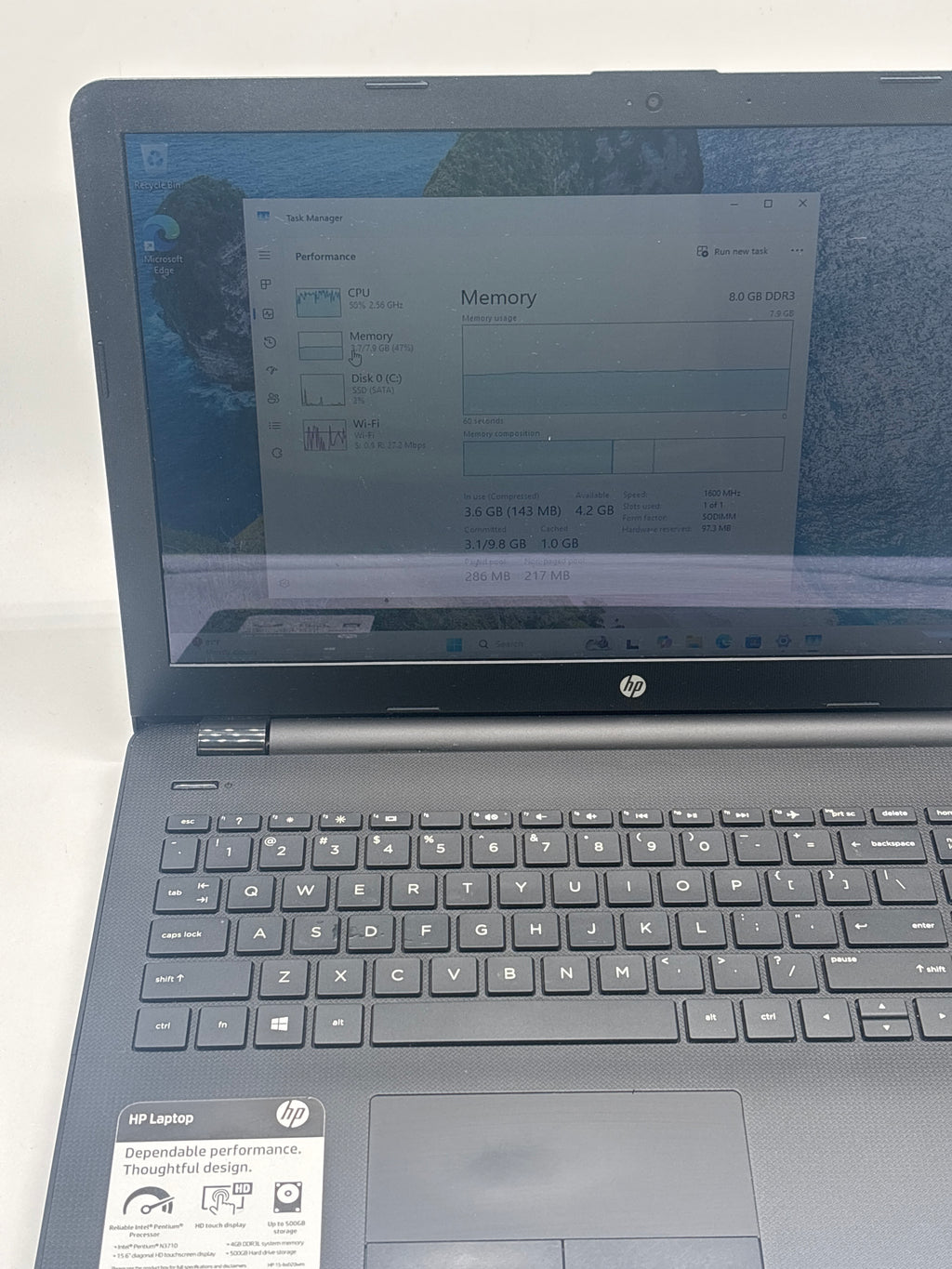 HP 15-bs020wm Pentium N3710 8GB RAM 1TB SSD