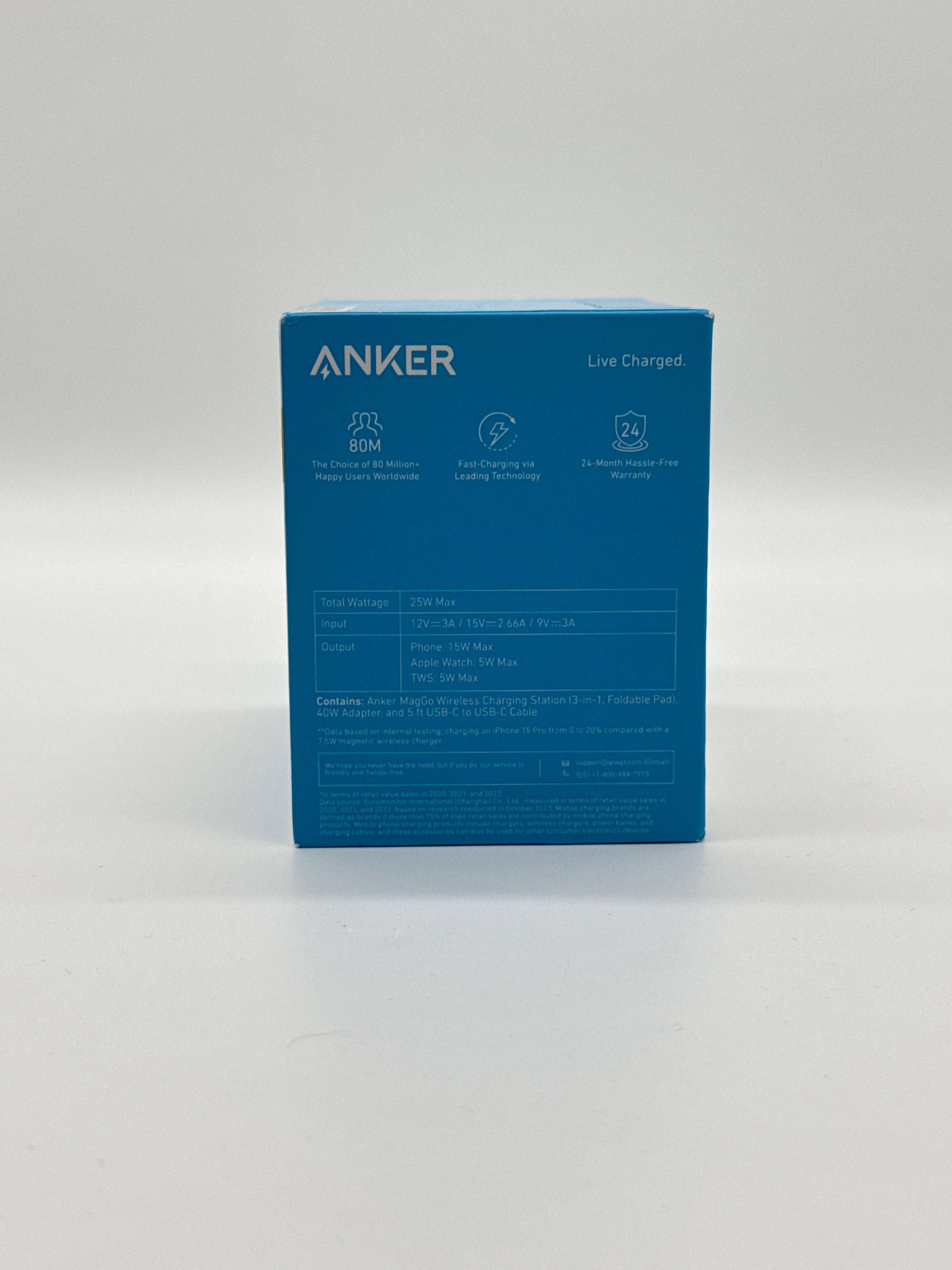 Anker Ultra Compact 3-In-1 Qi2 MagGo Wireless Charger White New in Box