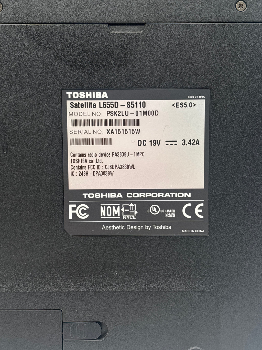 Toshiba Satellite L655D AMD Phenom II P940 4GB RAM - For Parts (No HDD)